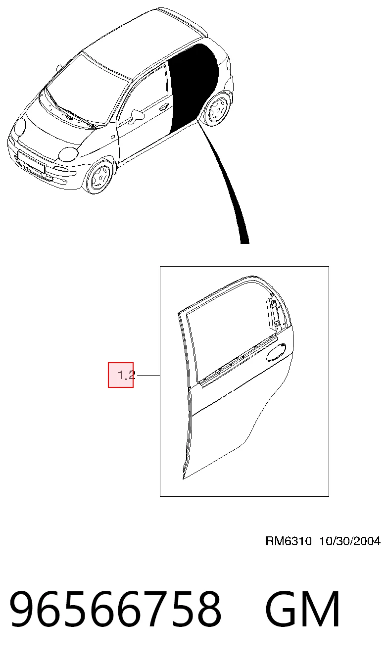  Дверь задняя левая Daewoo Matiz 
