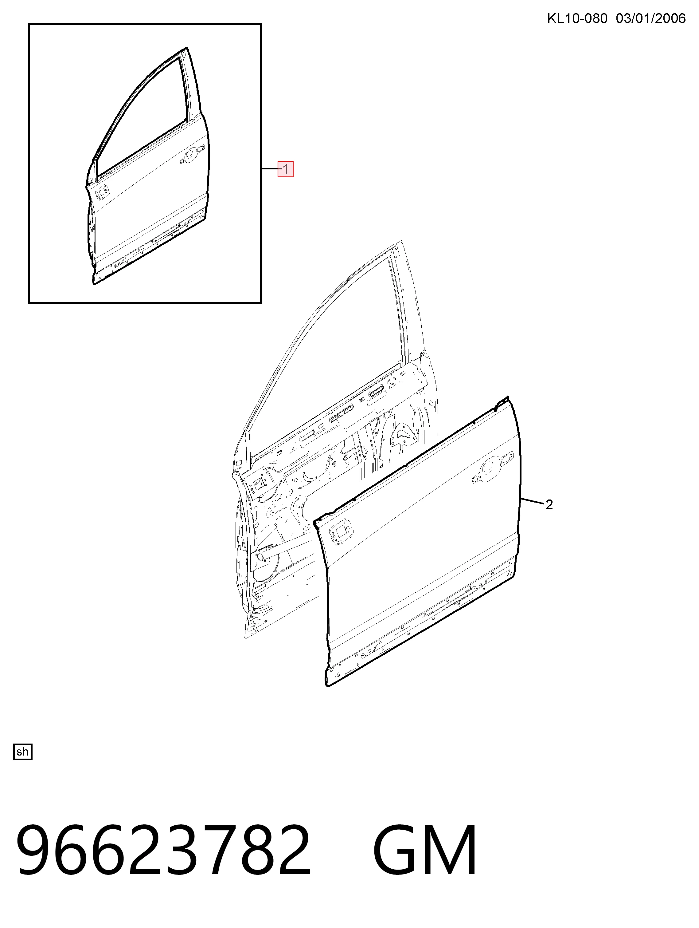 Дверь передняя правая Chevrolet Captiva I внедорожник (C100) (2006 - 2010) цена, от 124.29 USD