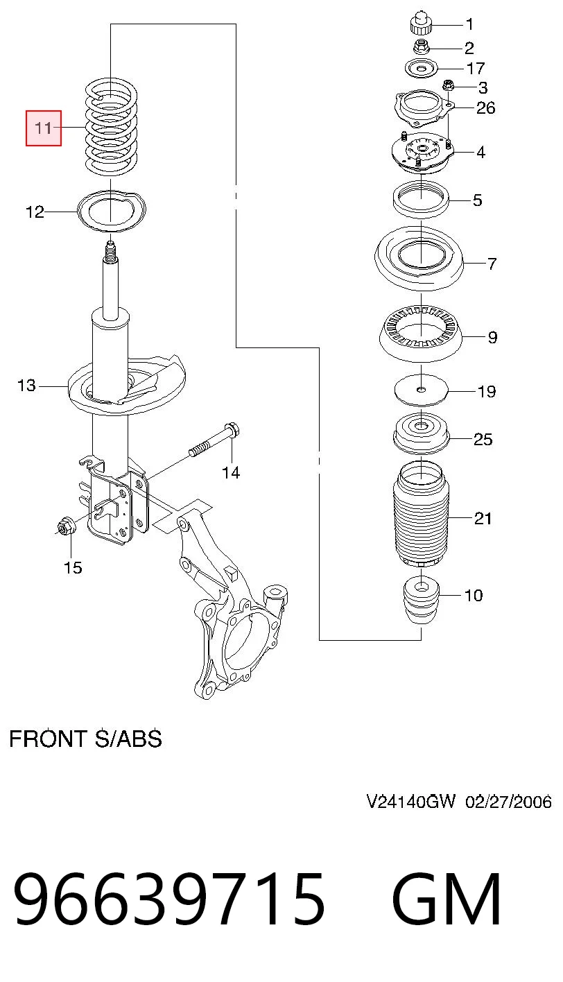 96639715 Opel Пружина передней подвески