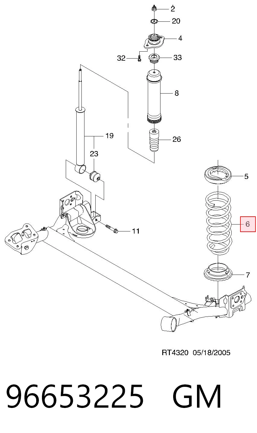 Задняя пружина 96535171 Opel