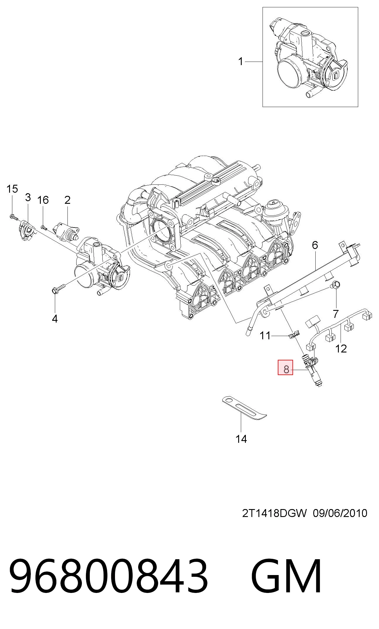 96800843 Opel Топливные форсунки