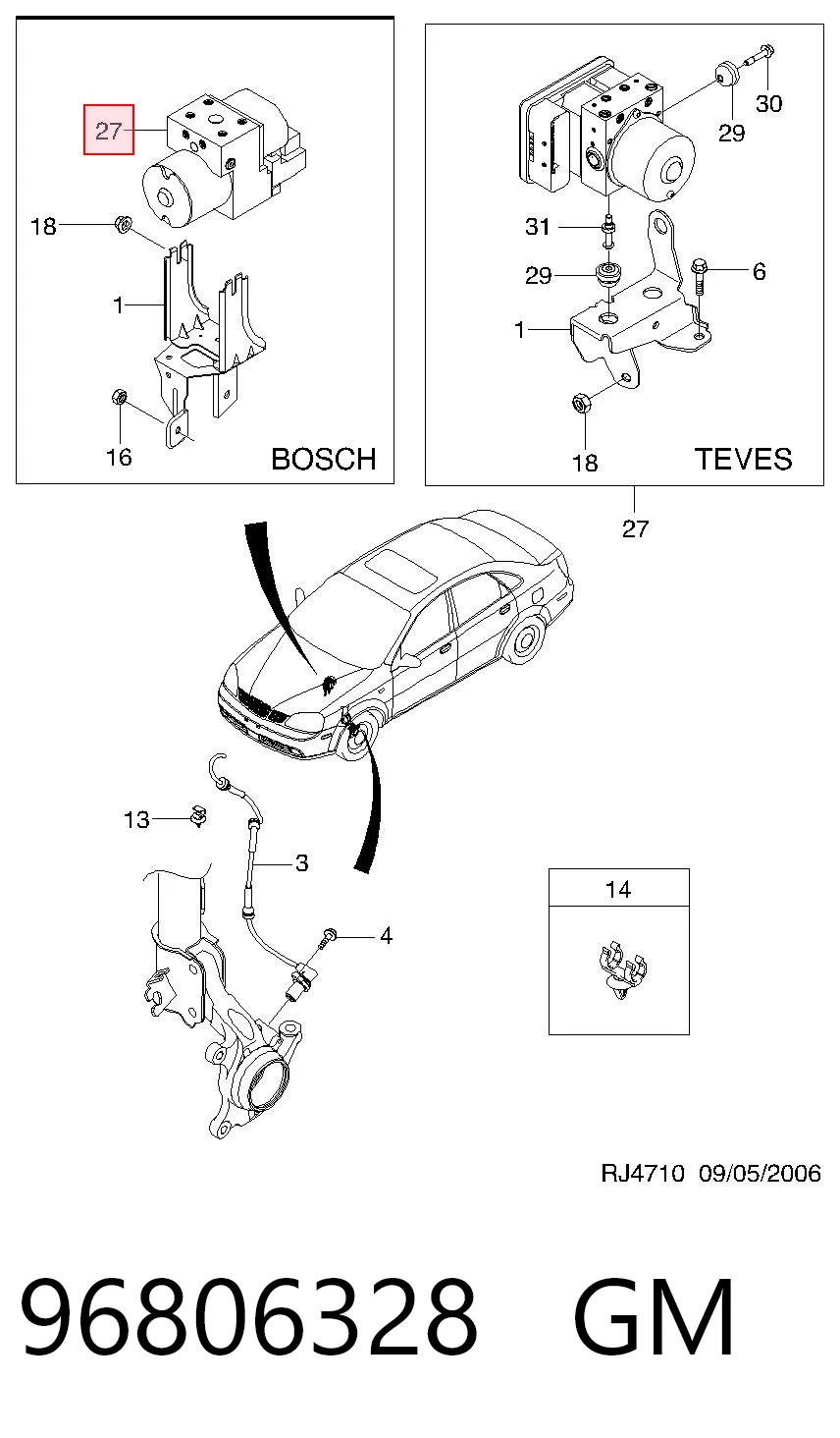 95245384 Opel Блок ABS гидравлический