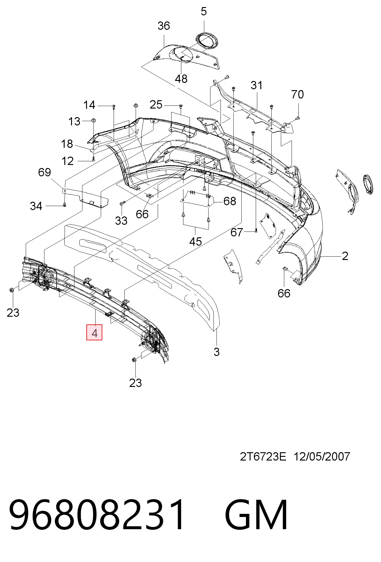 96808232 Opel Балка бампера переднего
