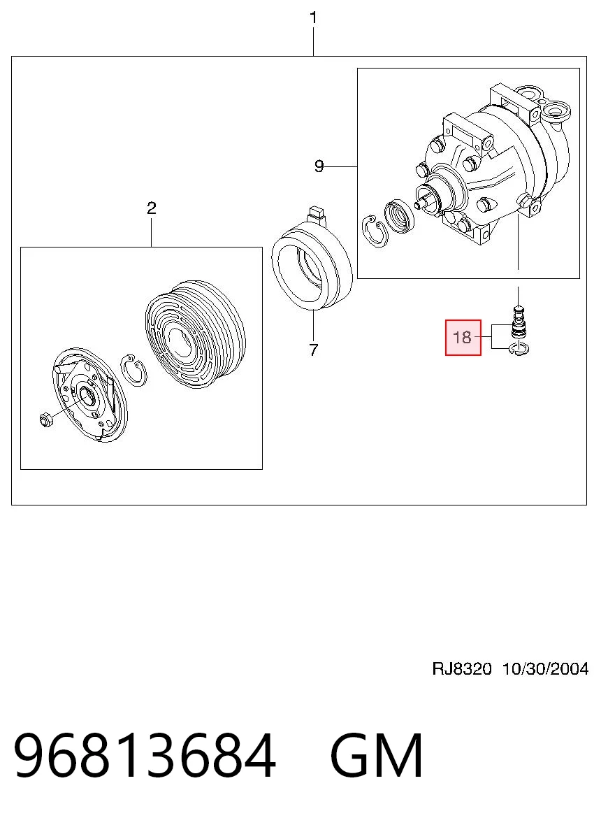 Клапан компрессора кондиционера Opel 96813684 цена, от 15.75 USD