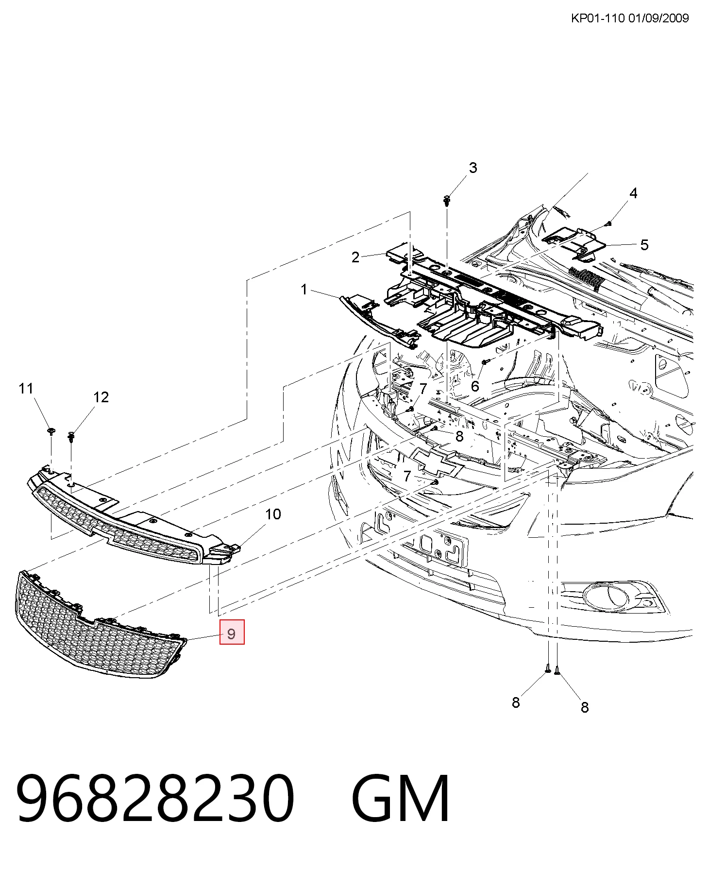 Купить 95028167 Opel Решетка радиатора