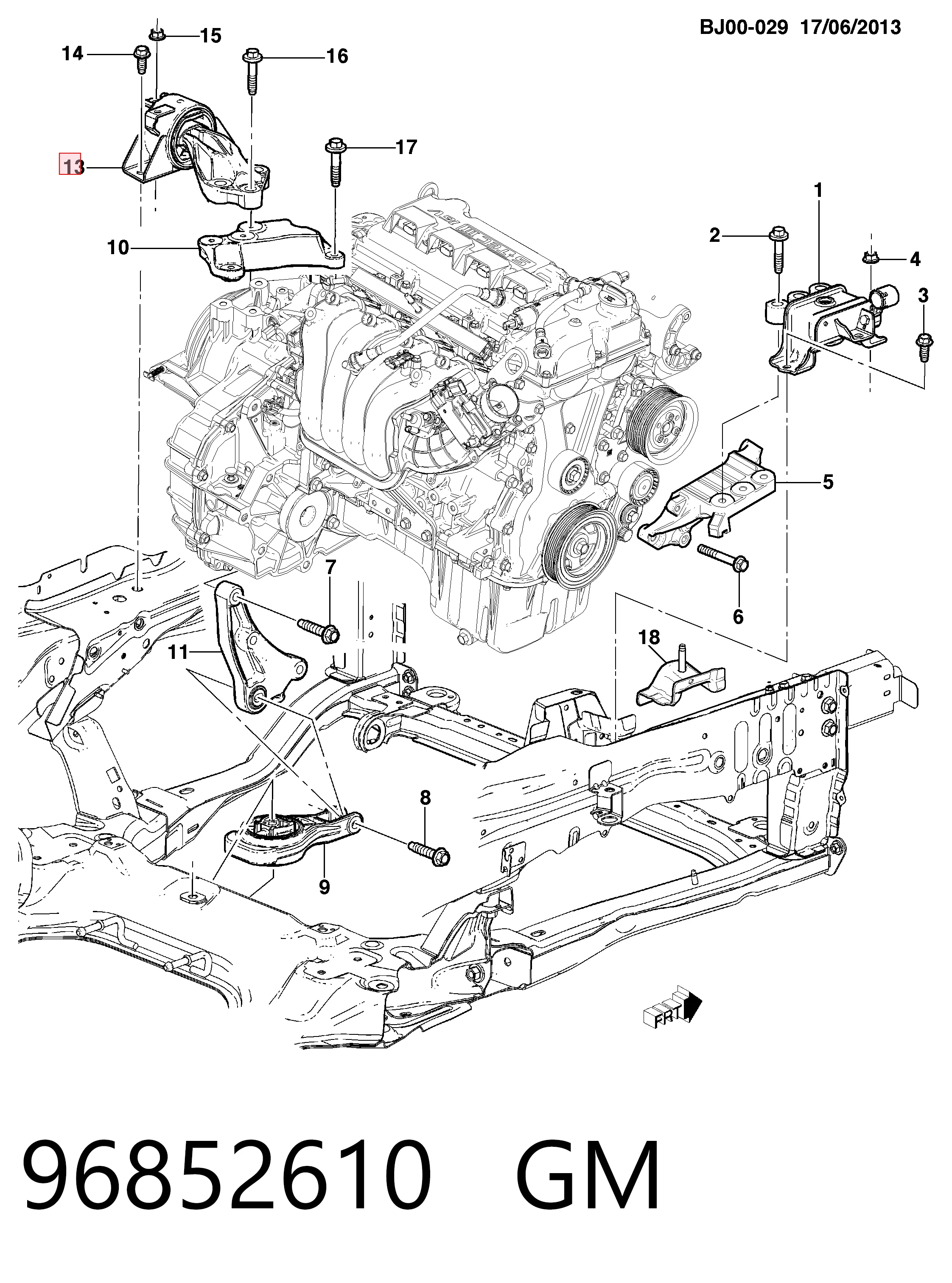 95032353 Opel Подушка (опора) двигателя, левая