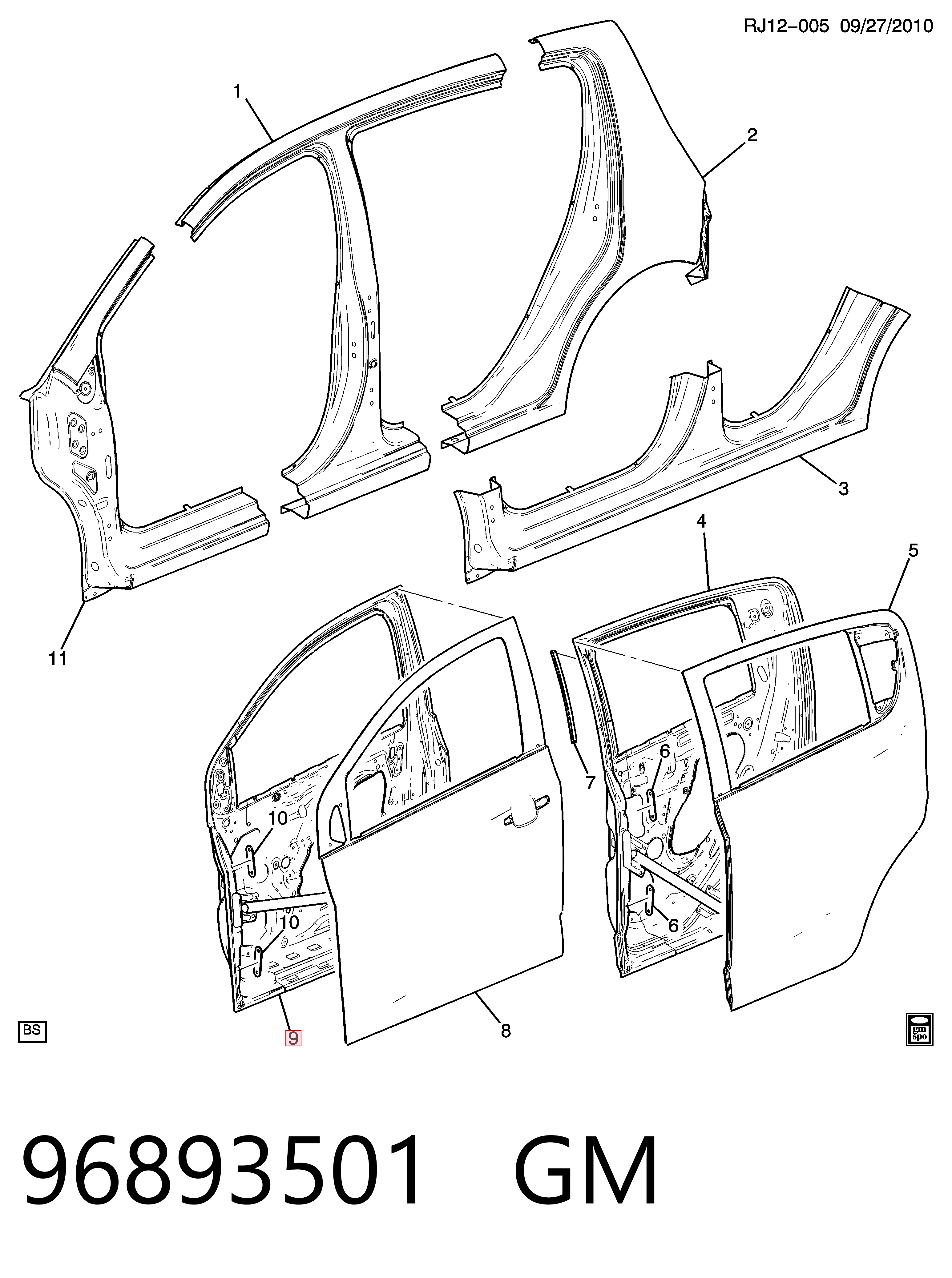 Дверь передняя правая Chevrolet Aveo III седан (T300) (2011 - 2020) цена, от 50.85 USD