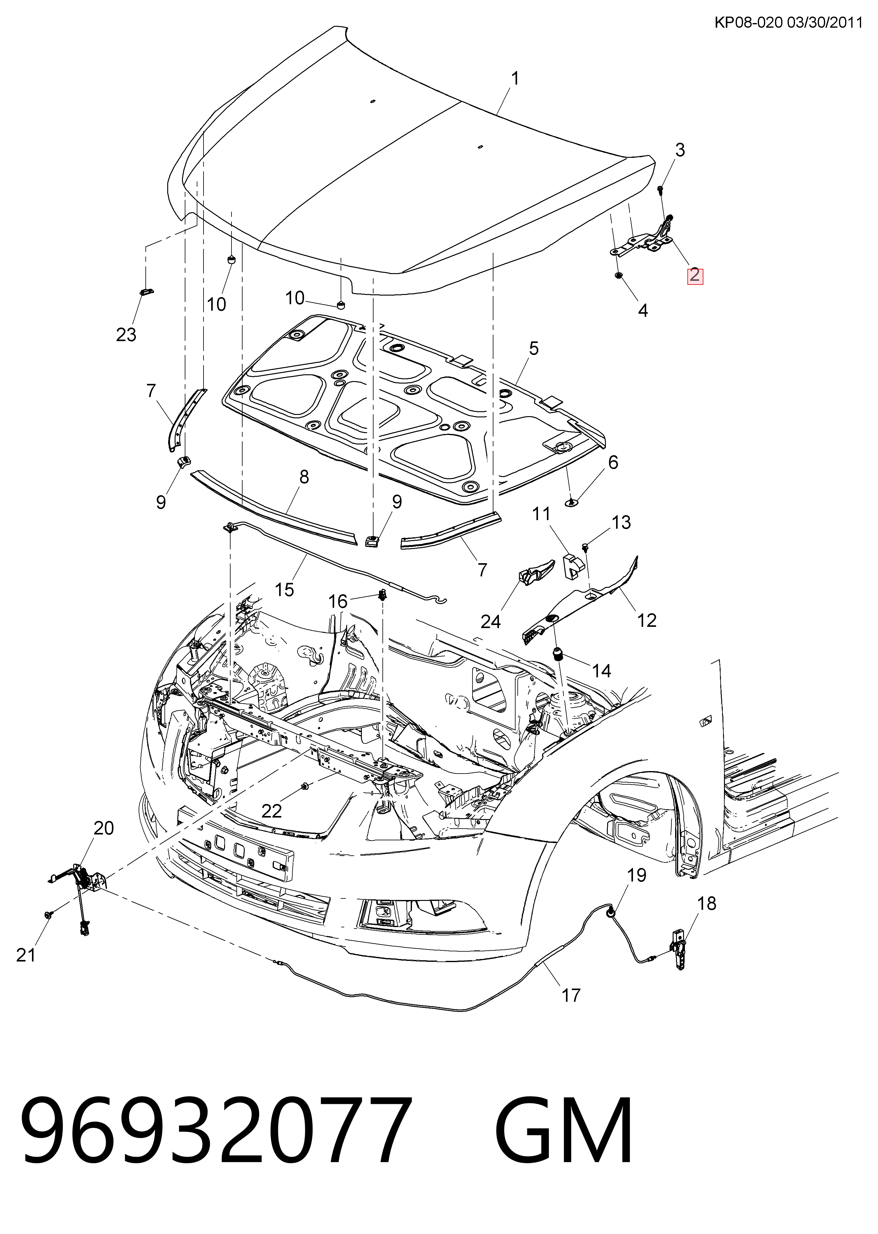 Купить 95406038 Opel Завеса капота левая
