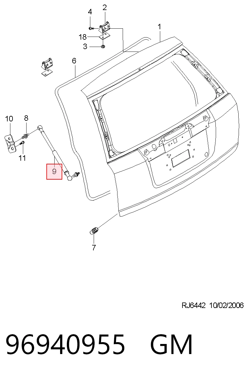 Газовый упор багажника FSO 96617850