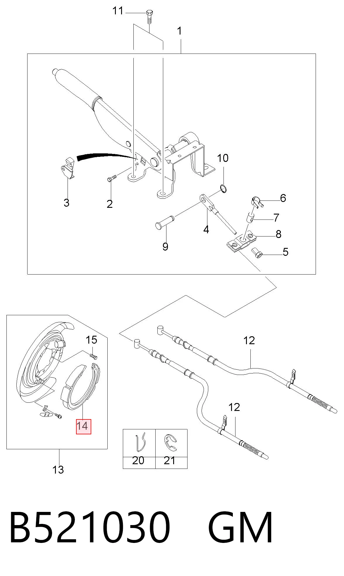 96298282 Opel Тормозные колодки ручника