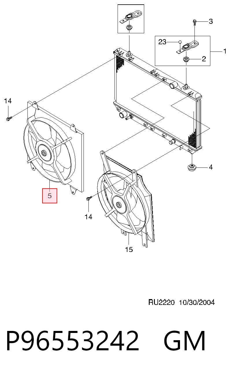 Купить P96553242 Onnuri Диффузор вентилятора в сборе с мотором и крыльчаткой