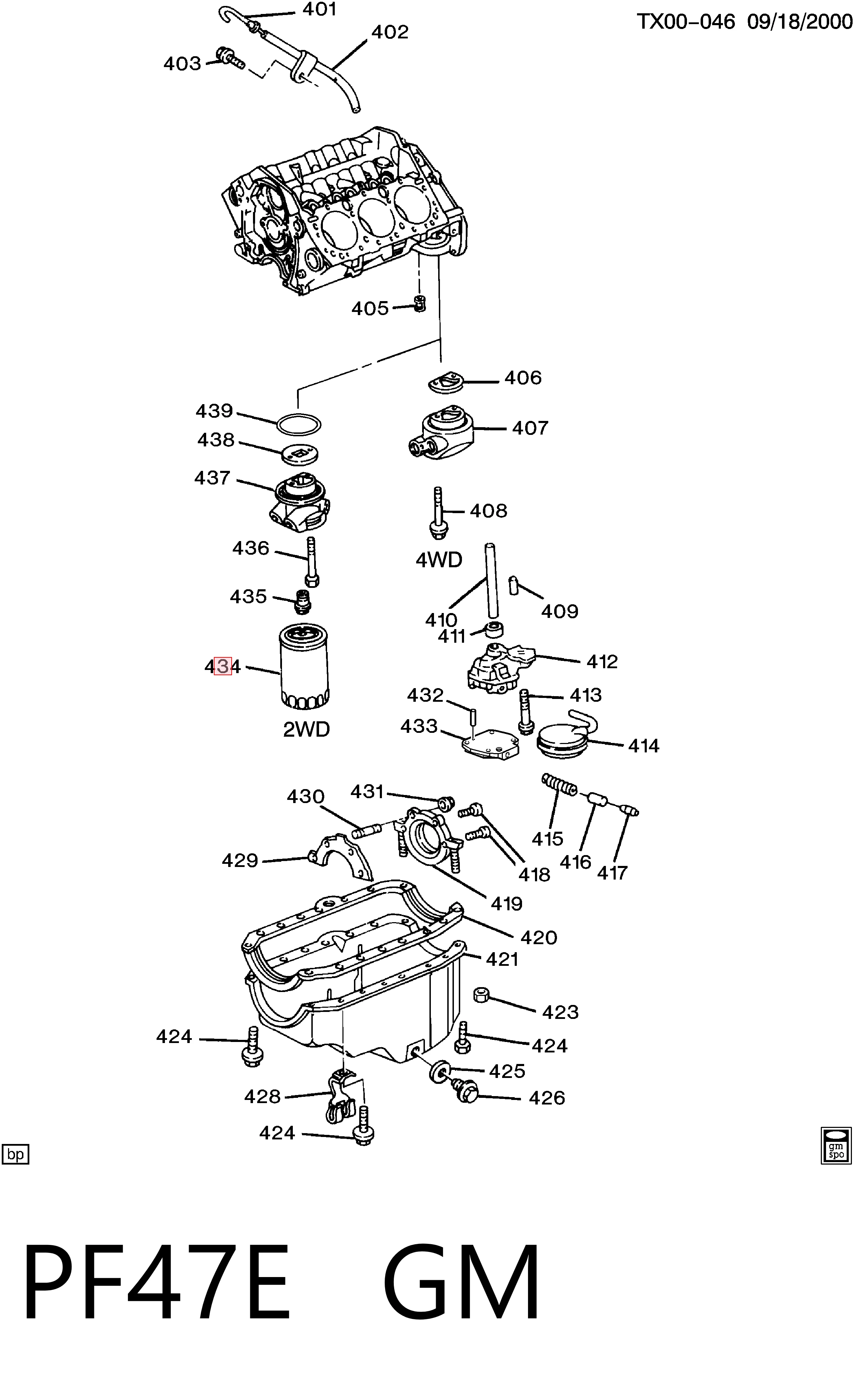 PF47E General Motors Масляный фильтр двигателя