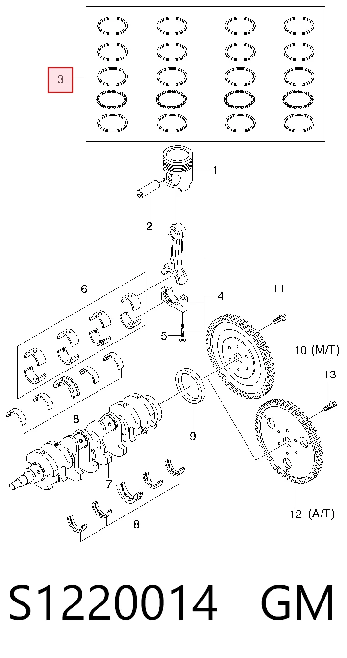 93740225 Opel Комплект поршневых колец, STD