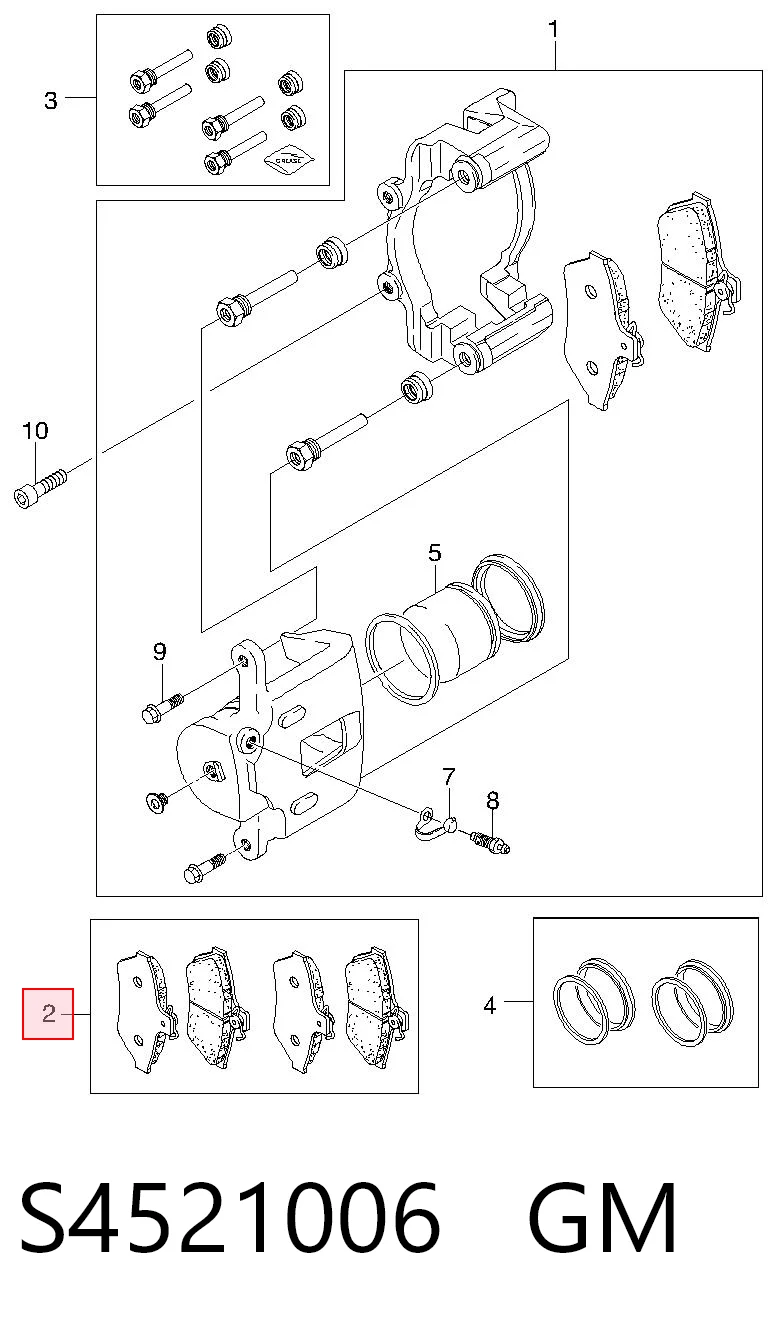 Колодки тормозные задние дисковые GM S4521006