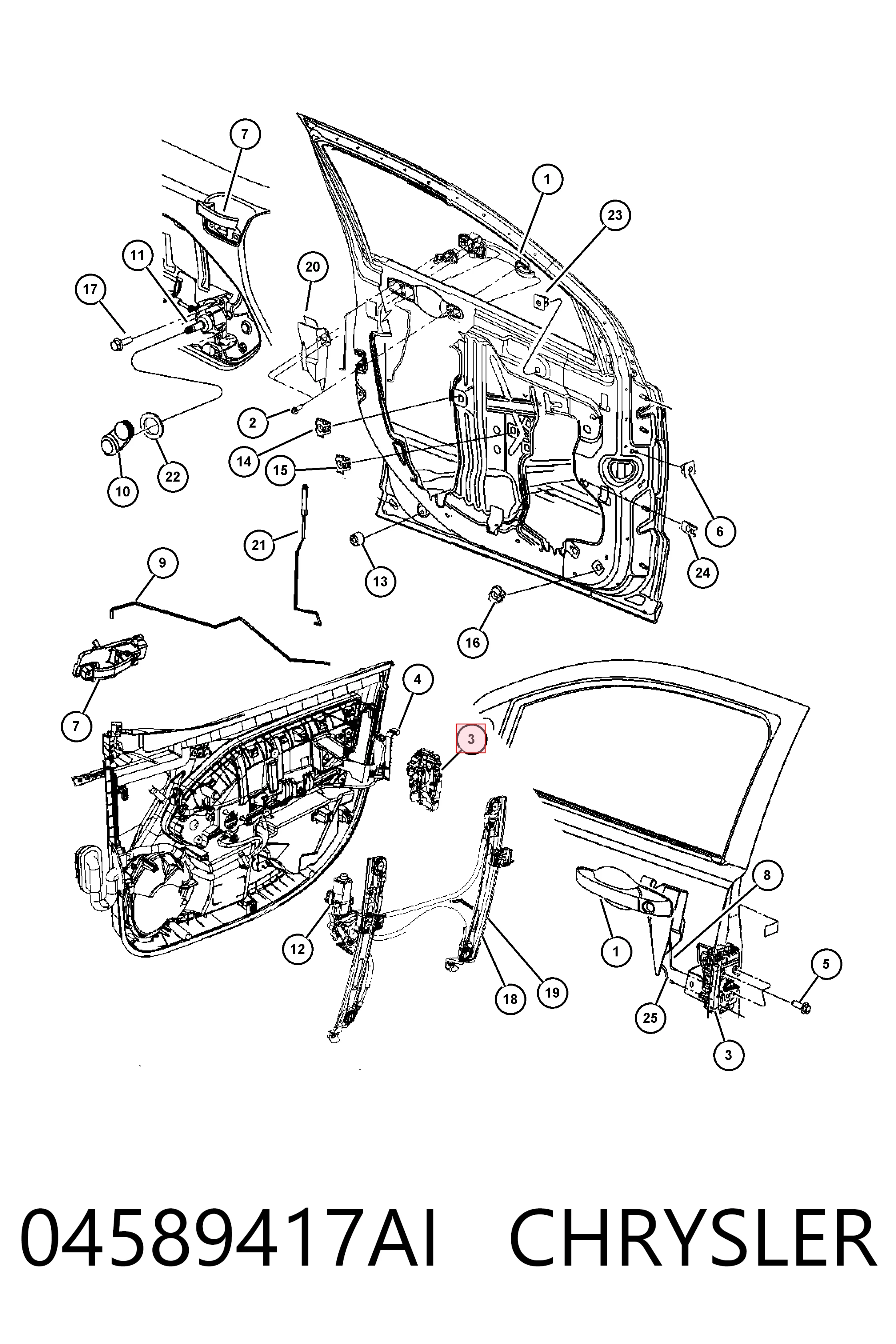 Замок водительской двери K04589417AH Fiat/Alfa/Lancia