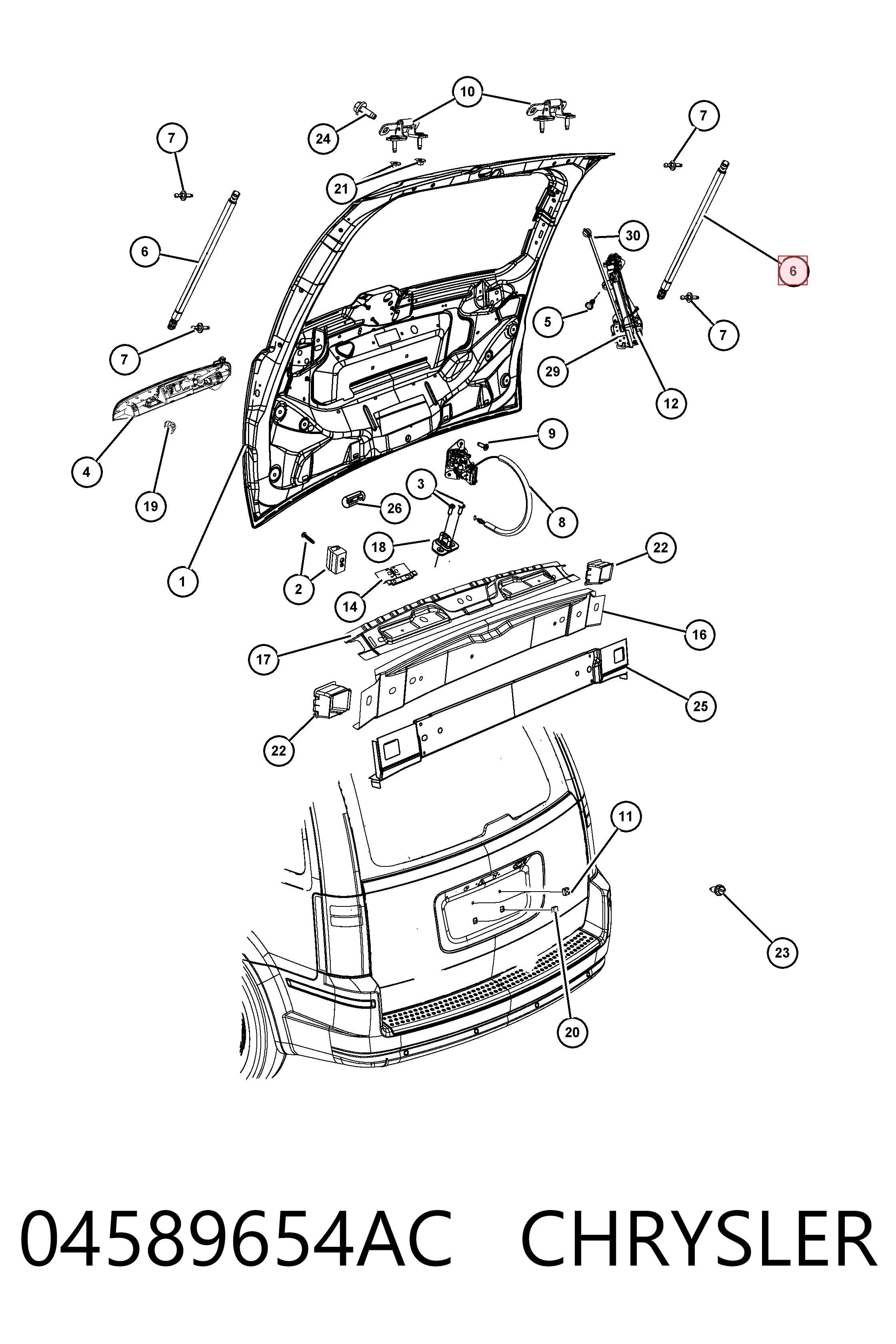 04589654AC Chrysler Амортизатор крышки багажника