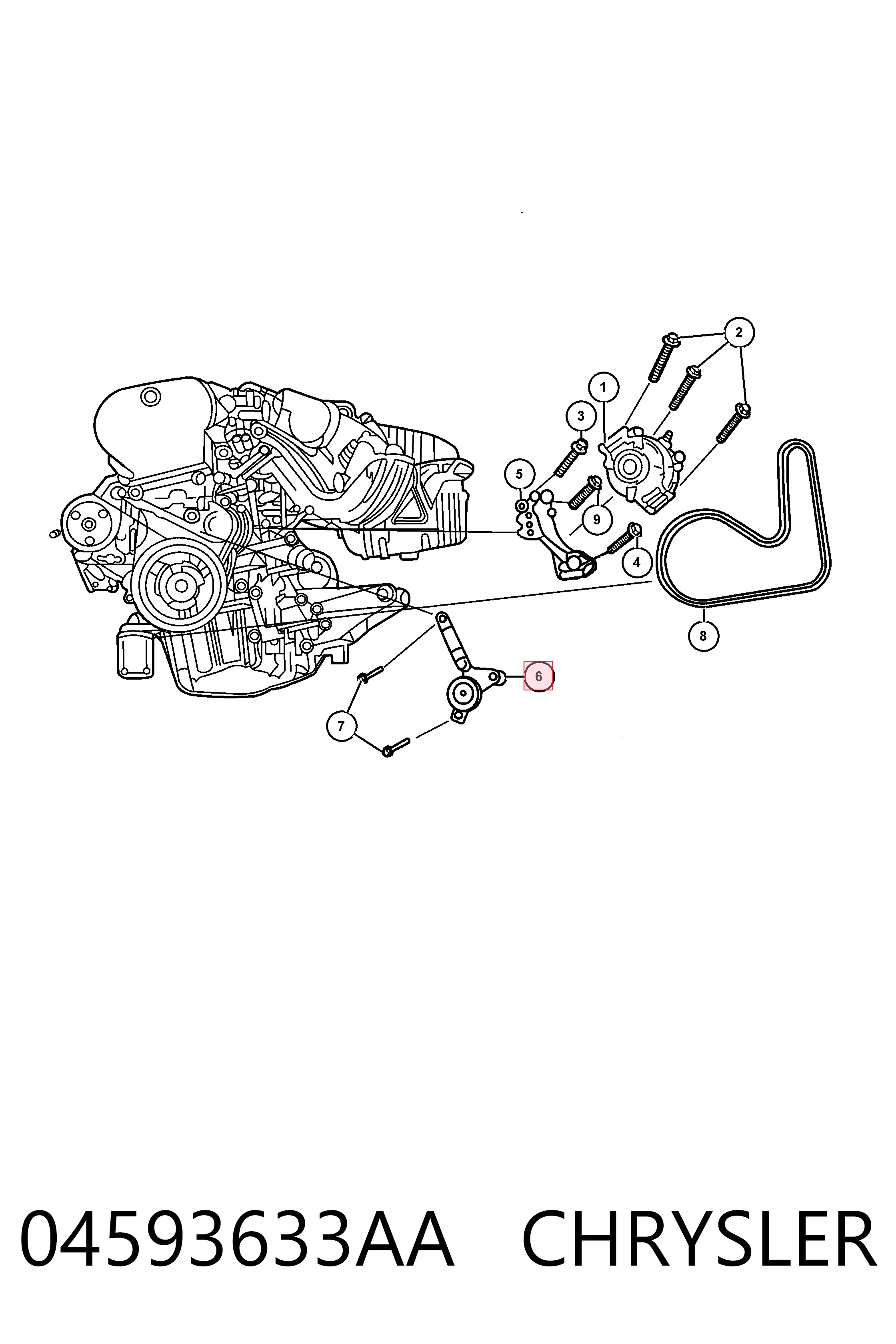 04593633AA Chrysler Натяжитель клинового ремня