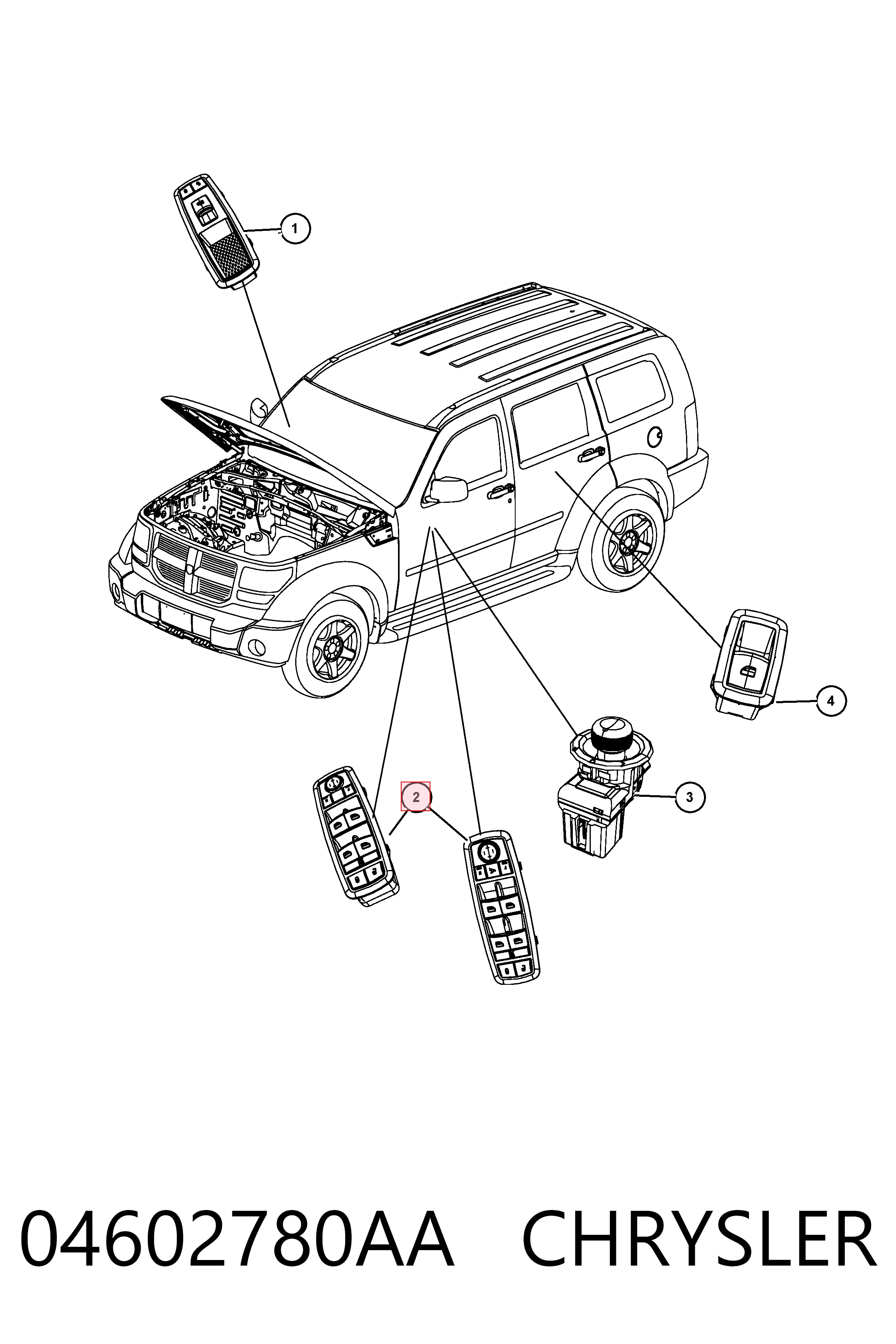K04602780AB Fiat/Alfa/Lancia Кнопки переднего левого стекло подъёмника