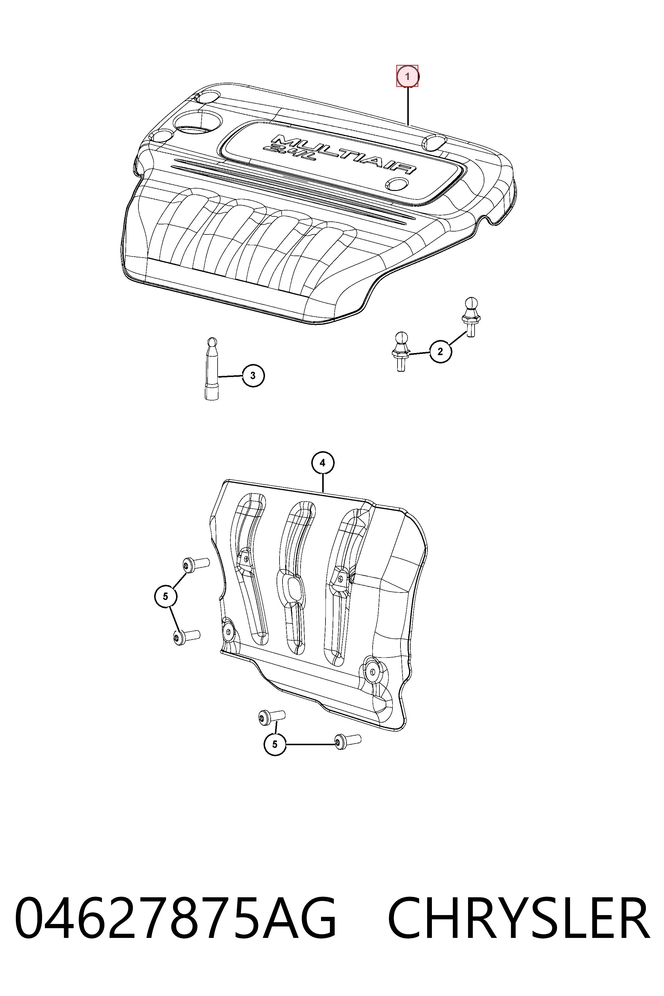 Крышка двигателя K04627875AH Fiat/Alfa/Lancia