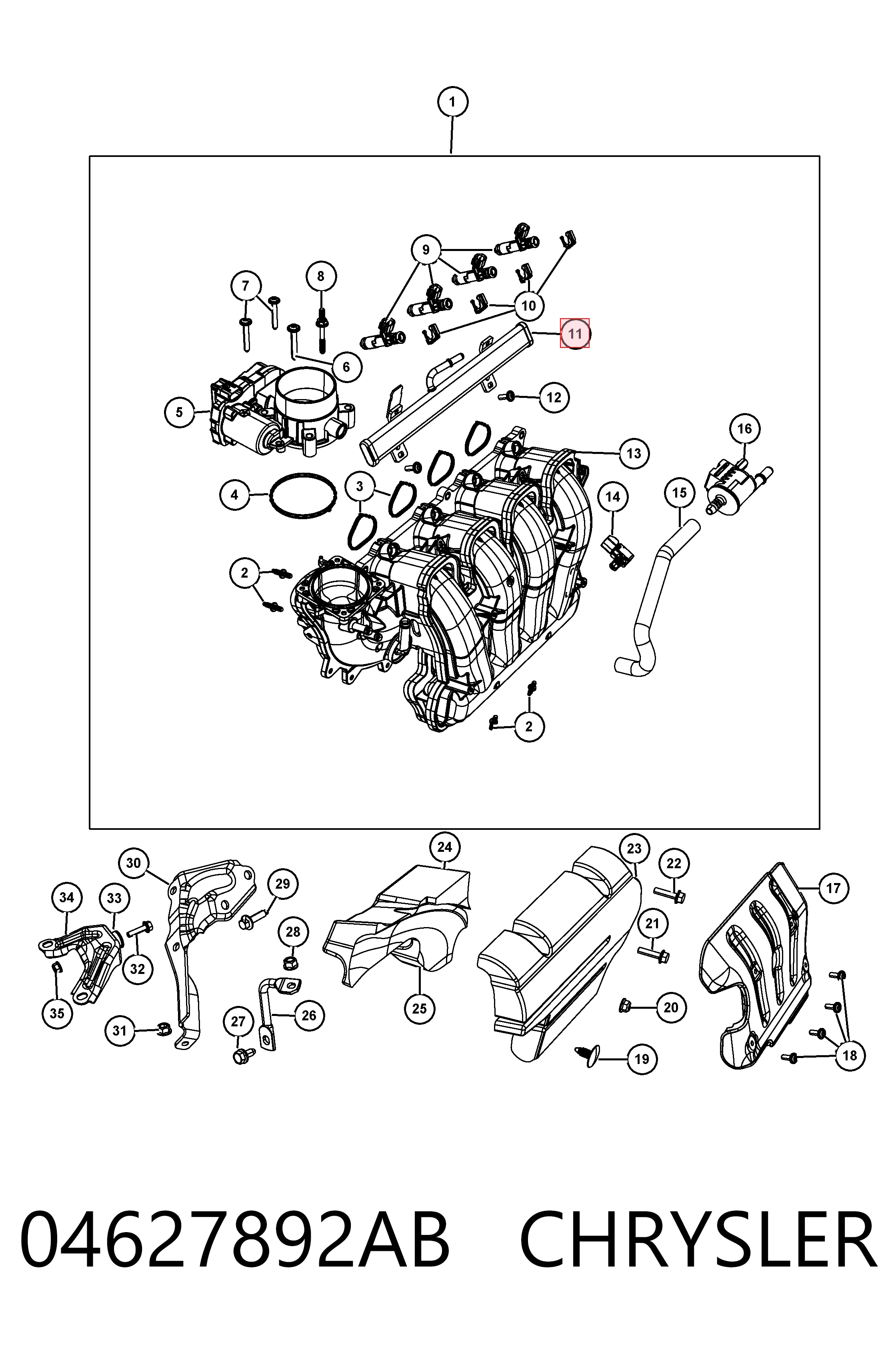 Распределитель топлива (рампа) Fiat/Alfa/Lancia K04627892AB цена, от 3.80 USD