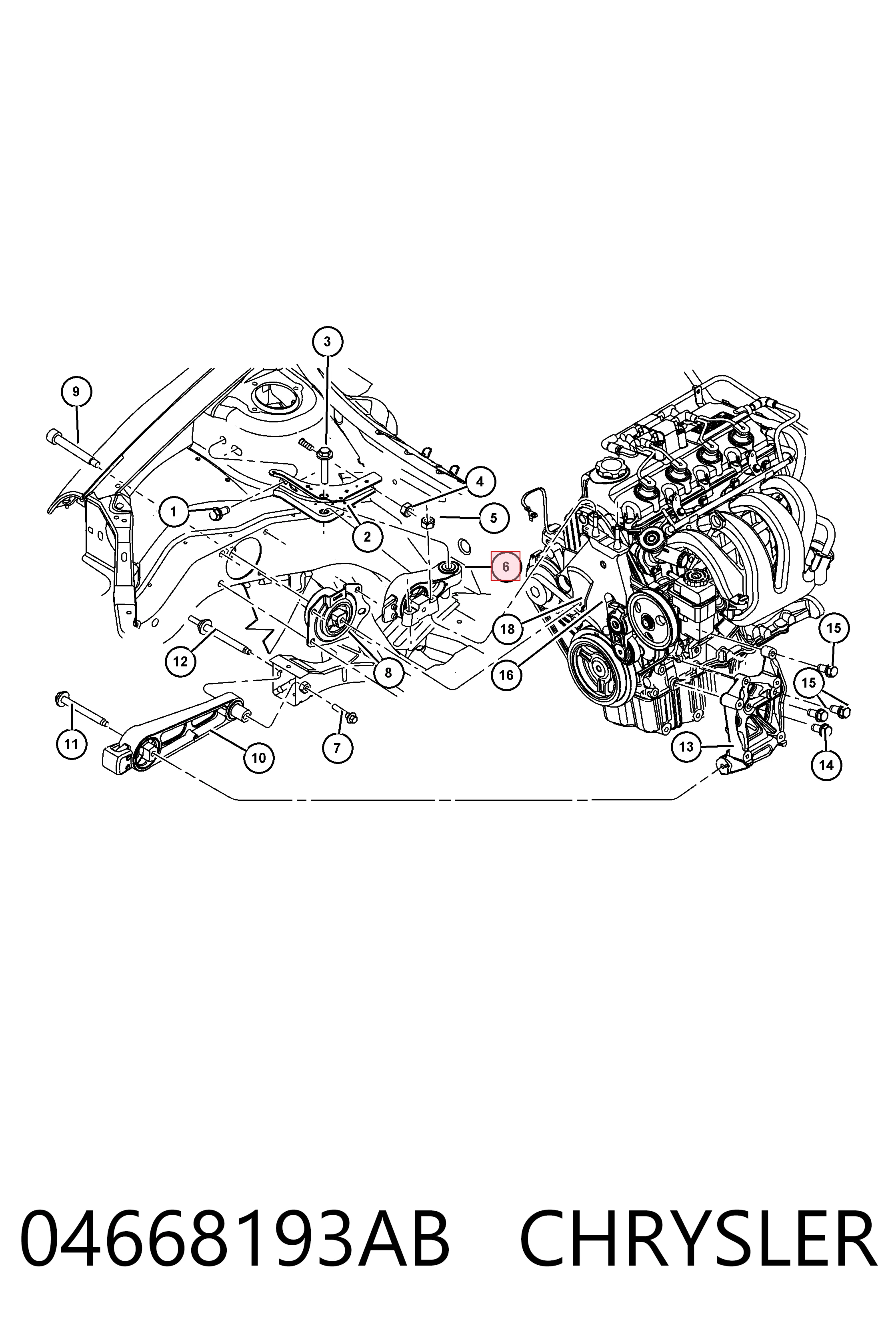 04668193AB Chrysler Опора двигателя правая верхняя