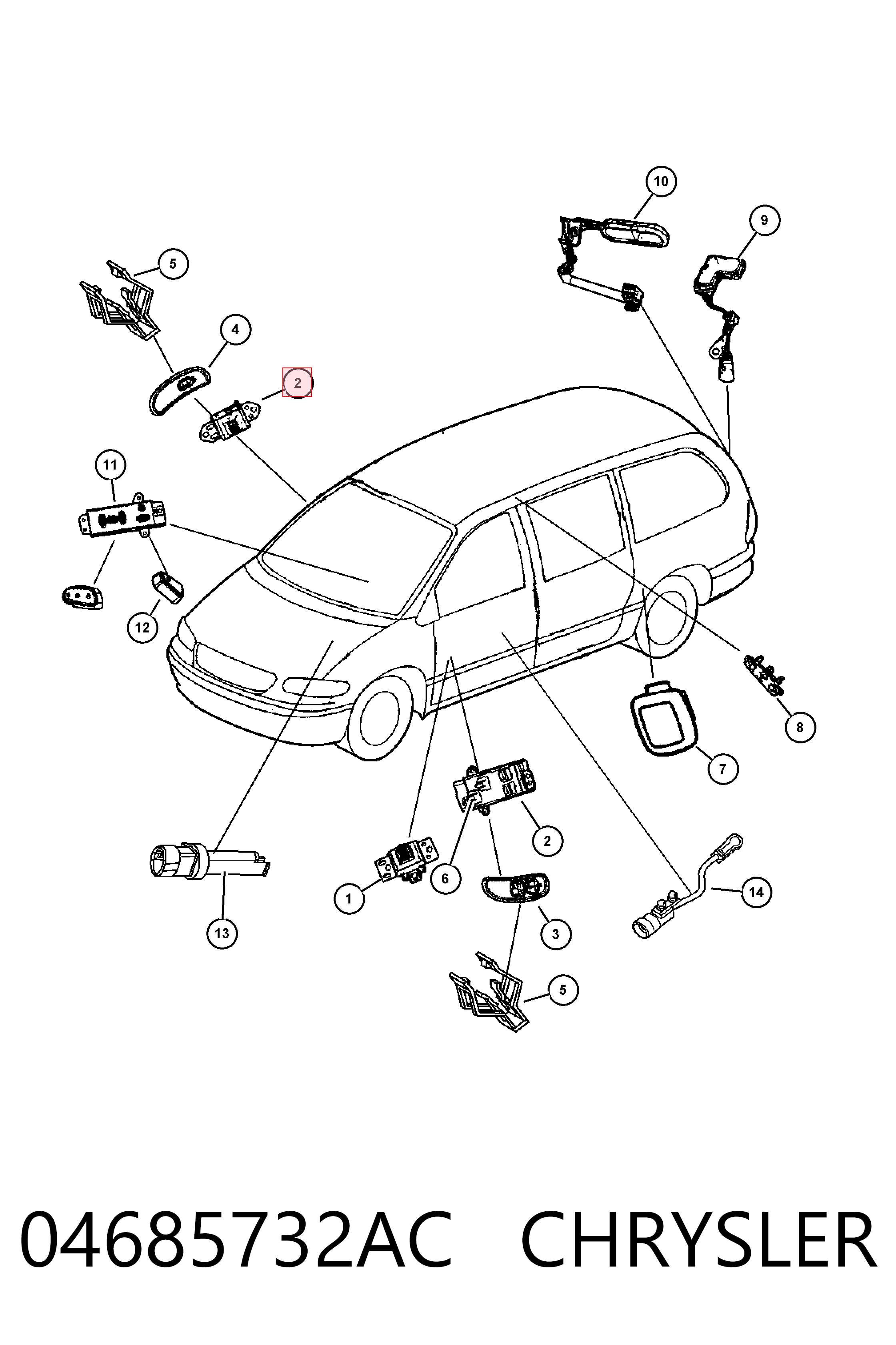 04685732AC Chrysler Кнопки переднего левого стекло подъёмника