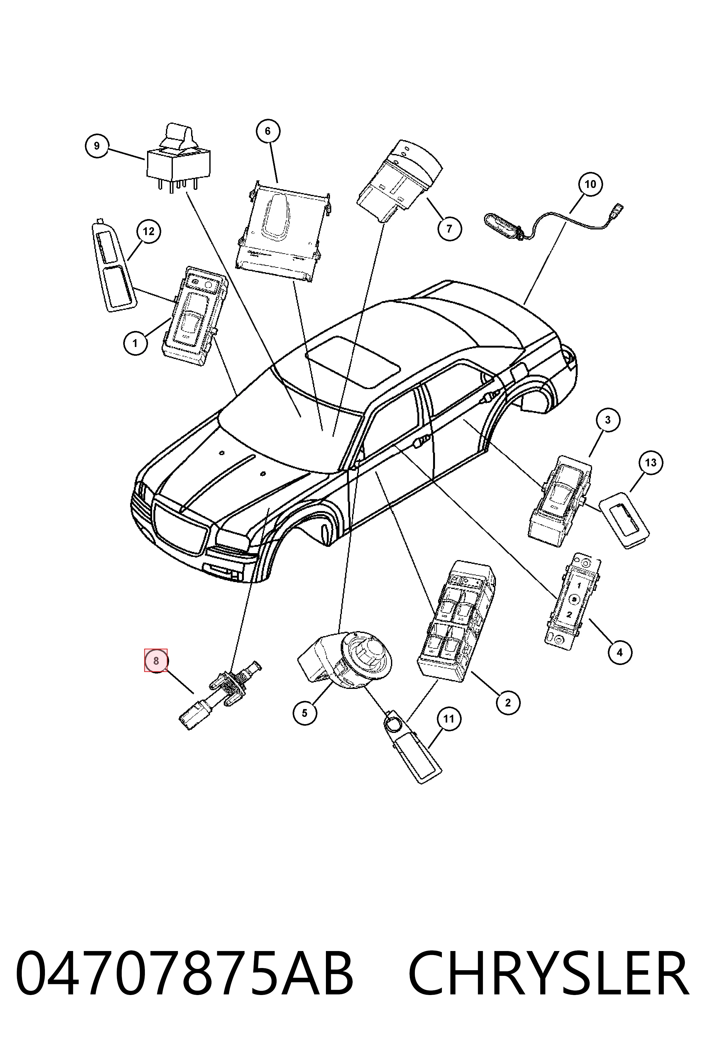 04707875AB Fiat/Alfa/Lancia Датчик открывания капота