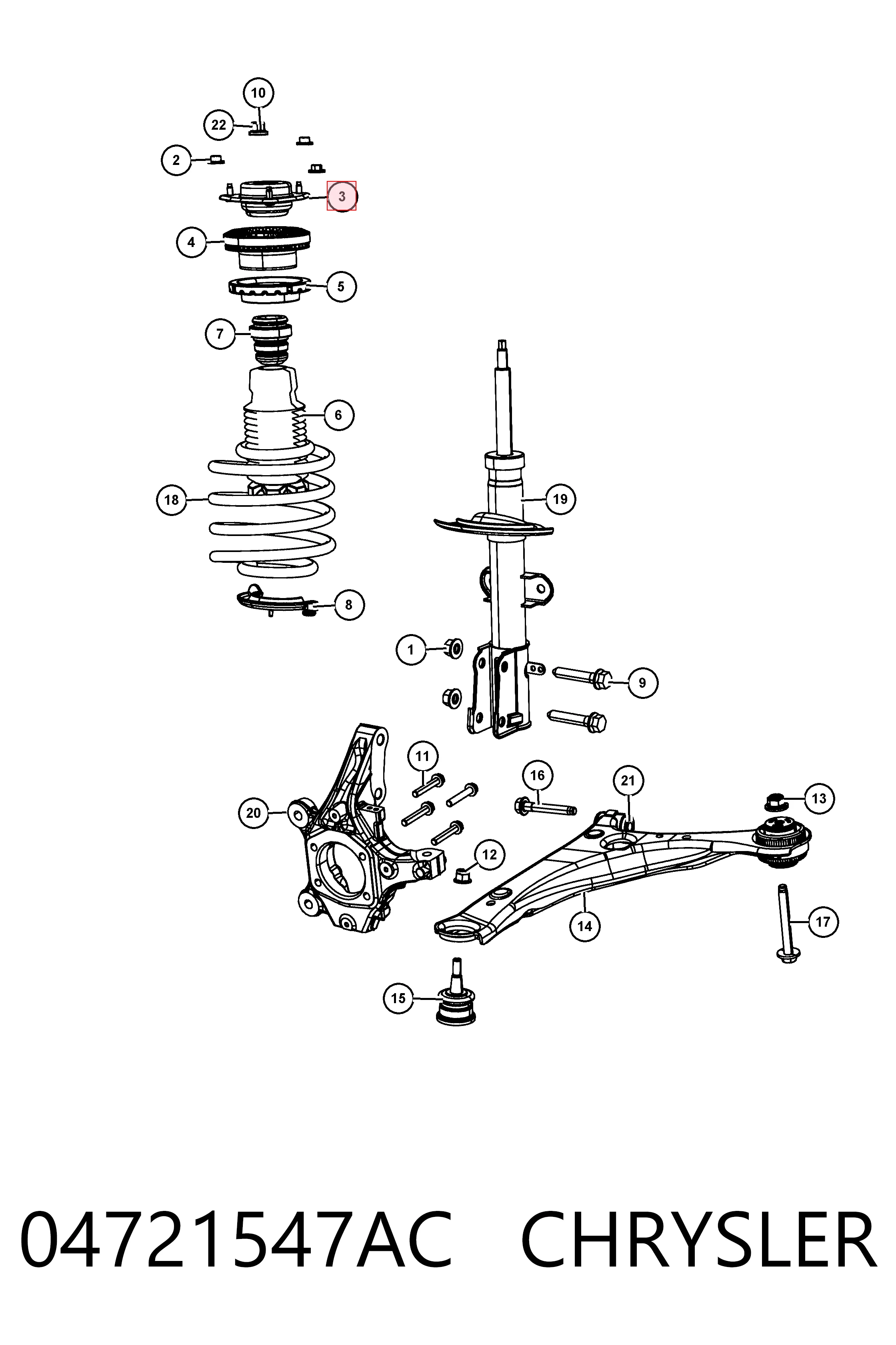 Купить K04721547AB Fiat/Alfa/Lancia Опора переднего амортизатора