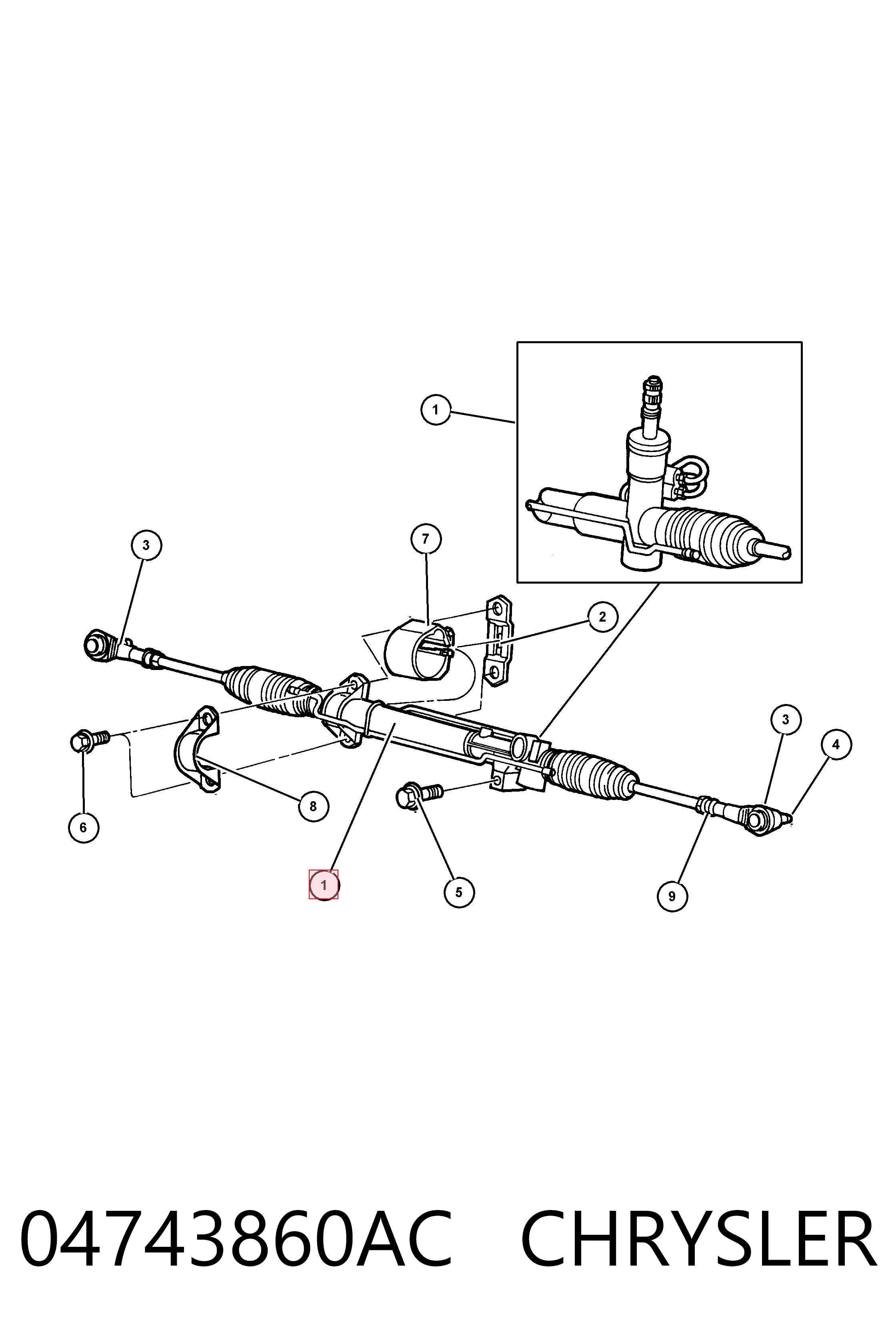 Рейка рулевая CHRYSLER 04743860AC