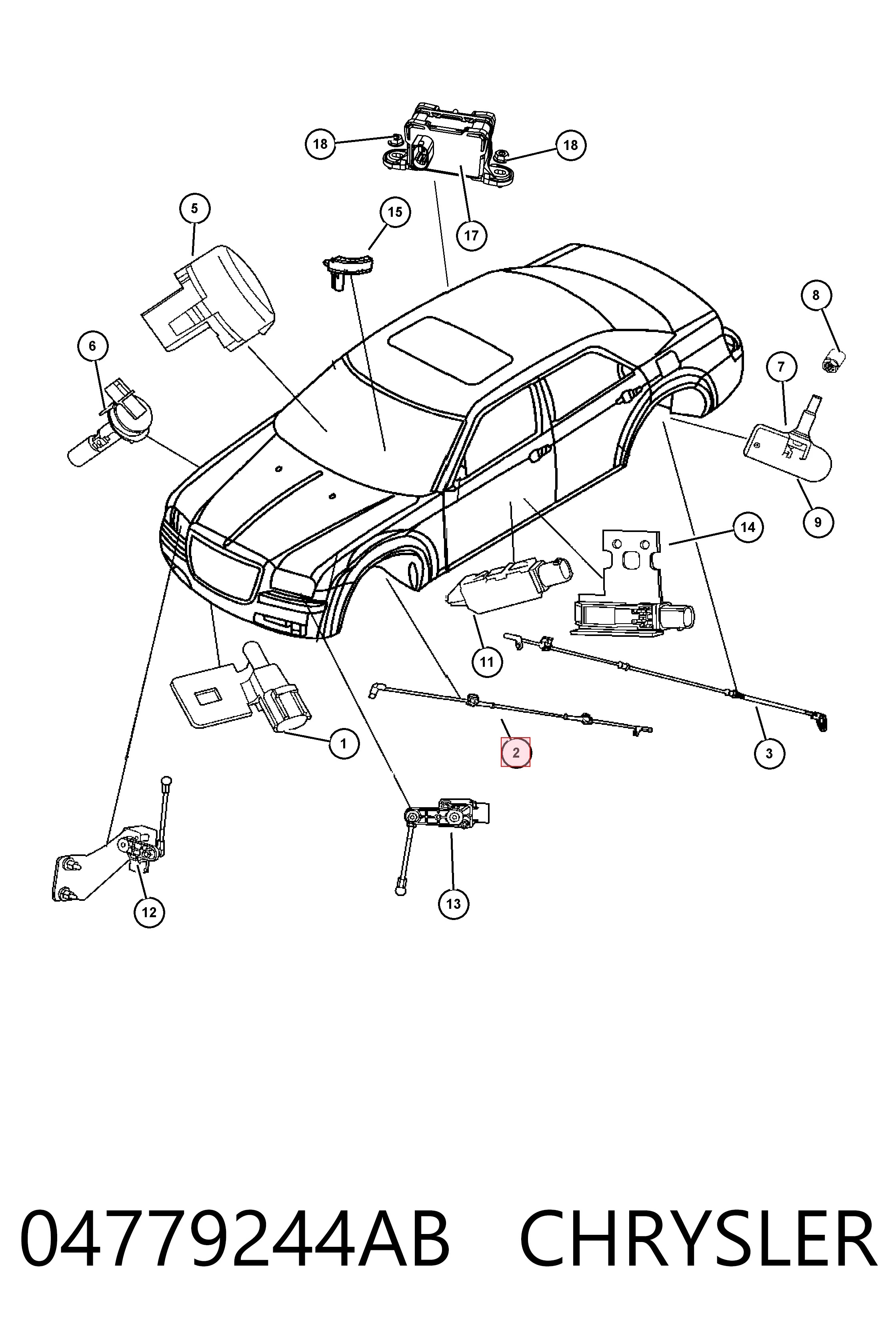 04779244AB Chrysler Передний провод датчика ABS