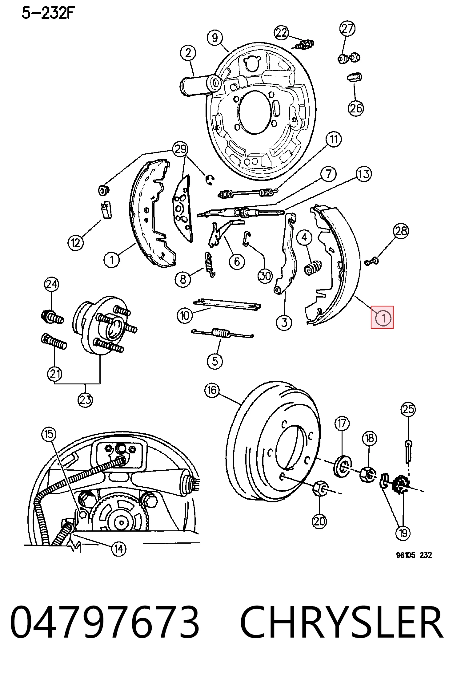 04797673 Chrysler Барабанные тормозные колодки