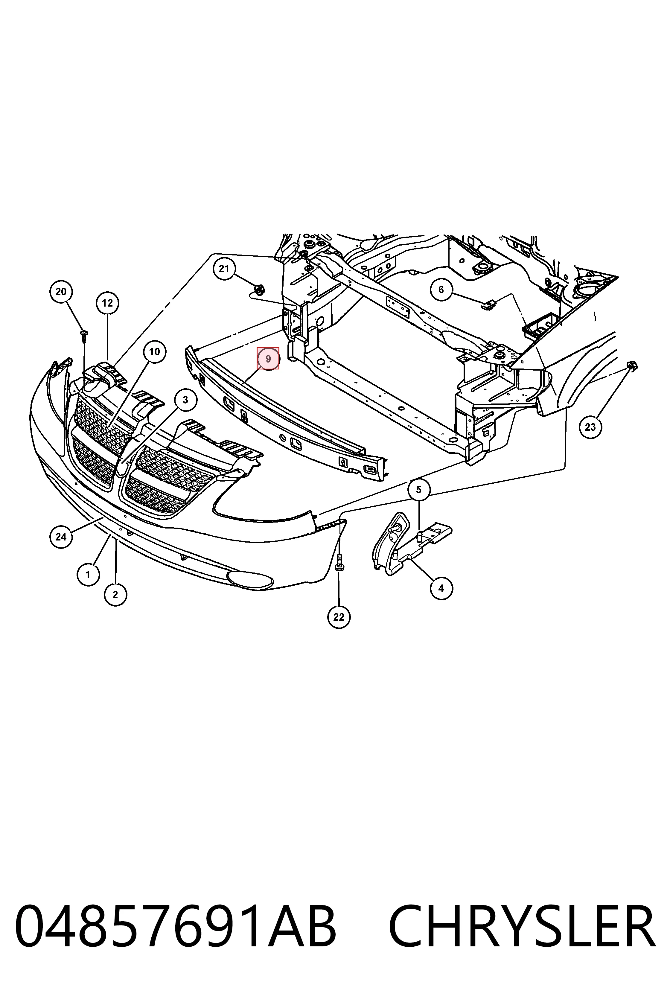 Шина бампера переднего Dodge Caravan минивэн (NS) (1996 - 2003) цена, от 106.21 USD