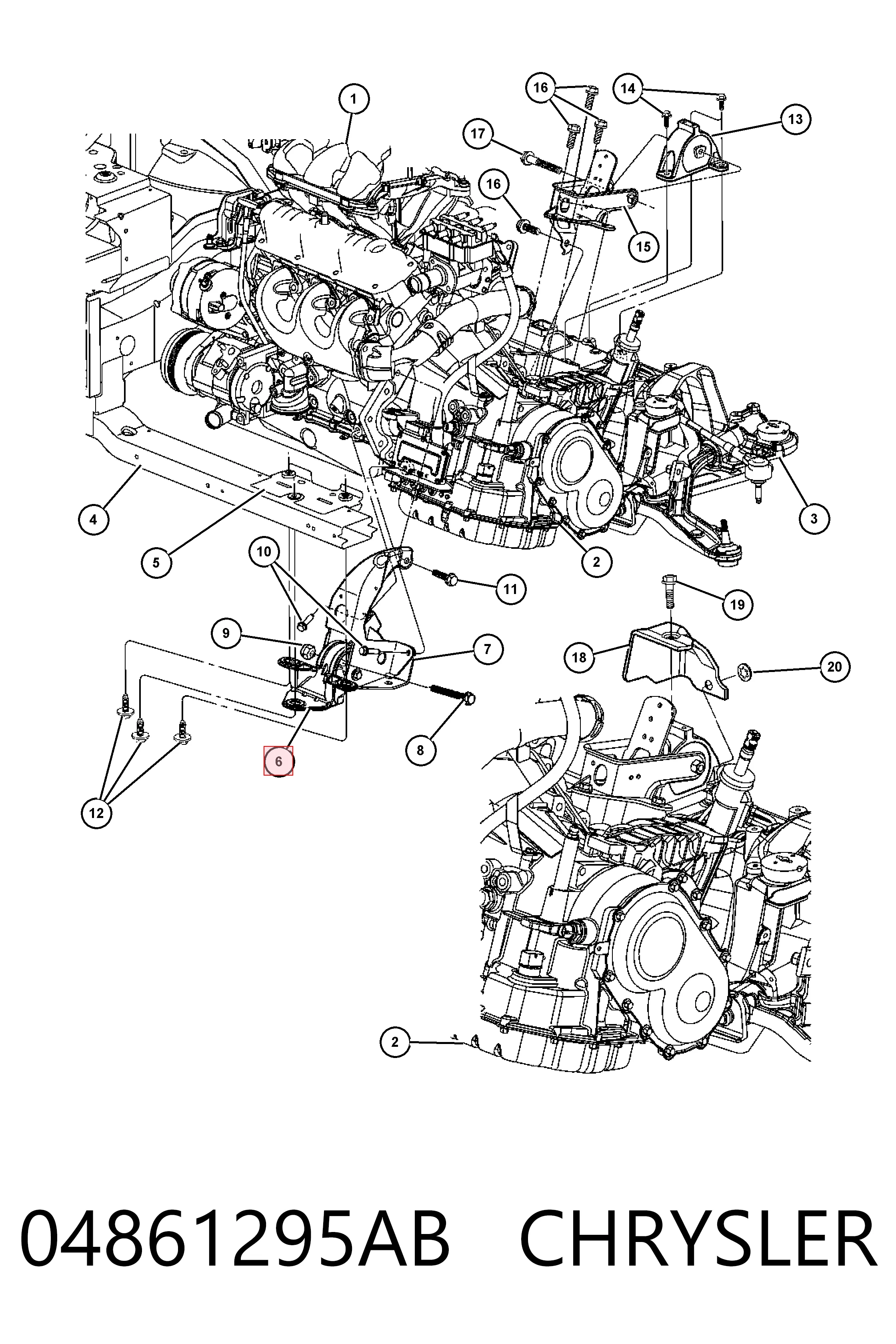 04861295AB Chrysler Подушка передней опоры двигателя