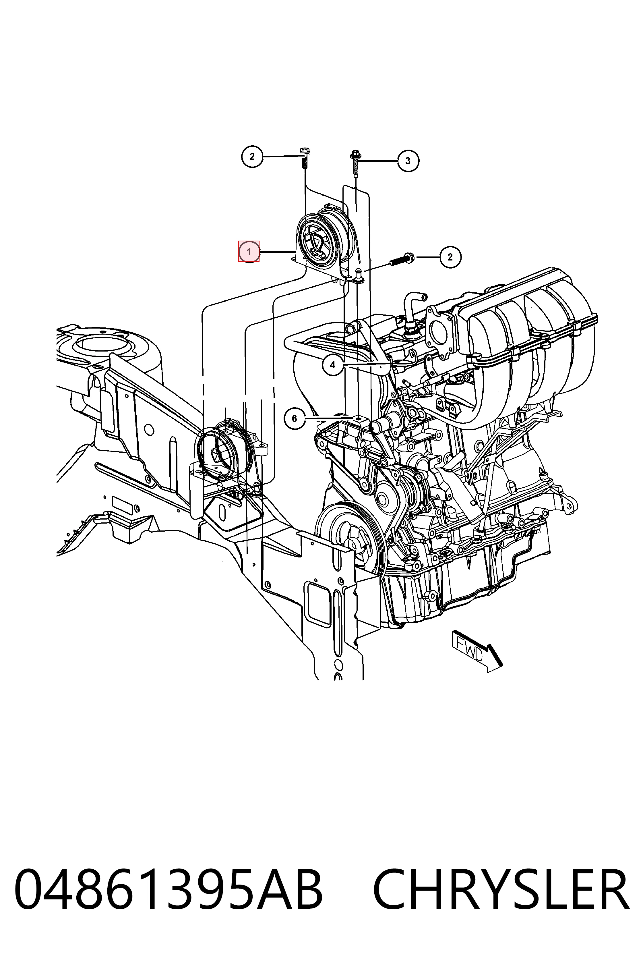 K04861395AB Fiat/Alfa/Lancia Правая подушка двигателя