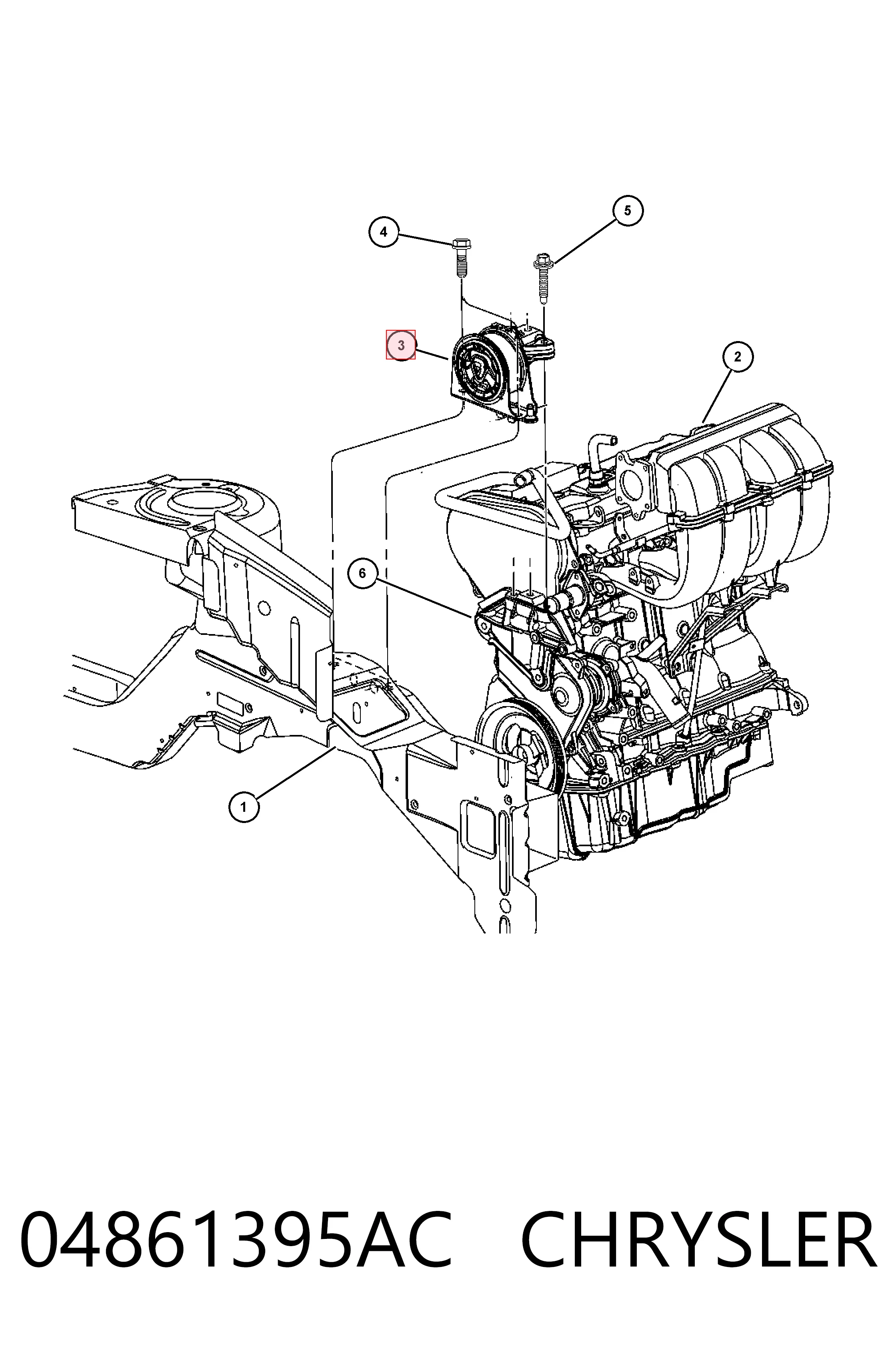 04861395AC Chrysler Правая подушка двигателя