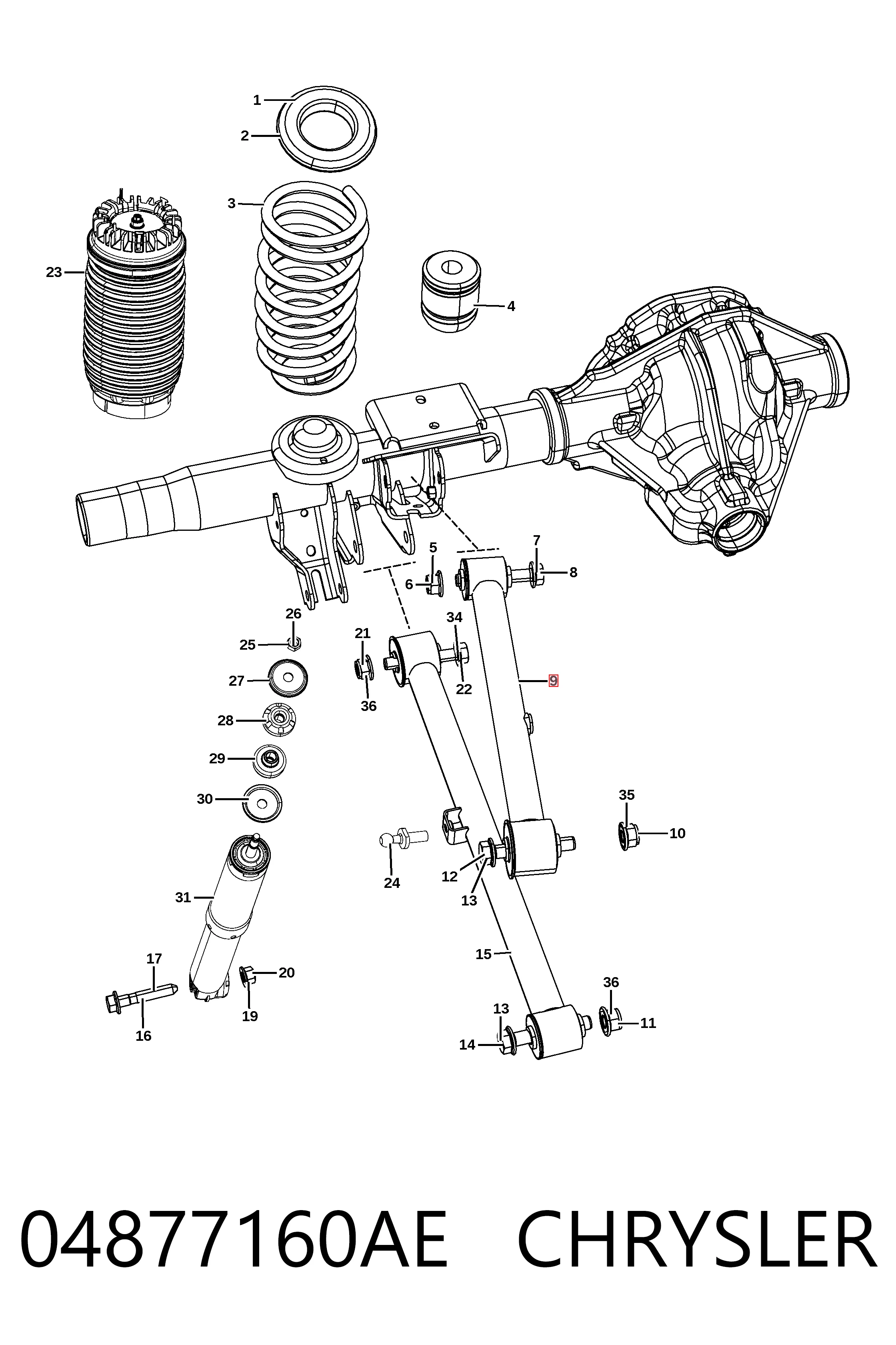 Купить K04877160AA Fiat/Alfa/Lancia Рычаг задней подвески продольный