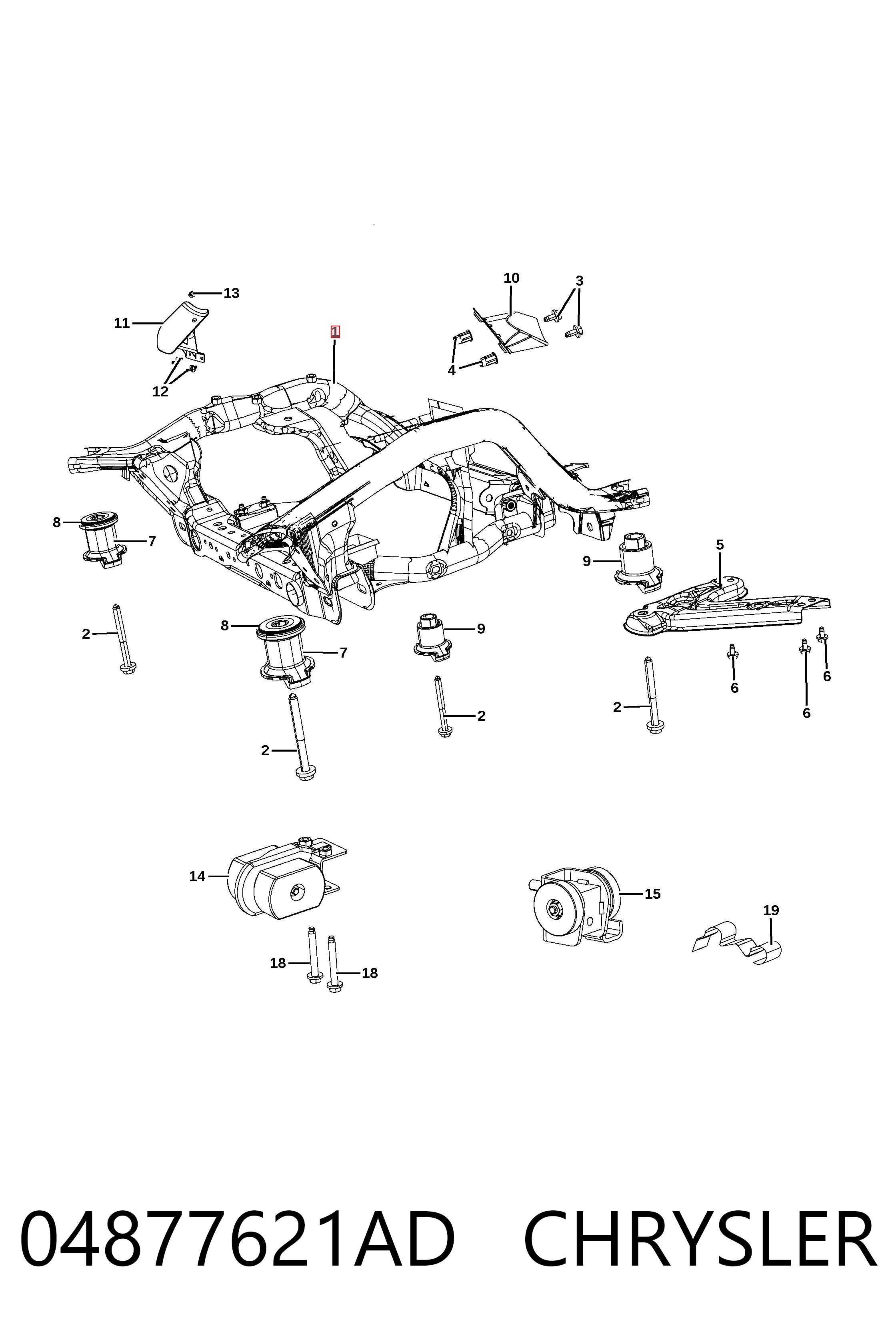 Передняя балка Fiat/Alfa/Lancia K04877621AD цена, от 316.73 USD