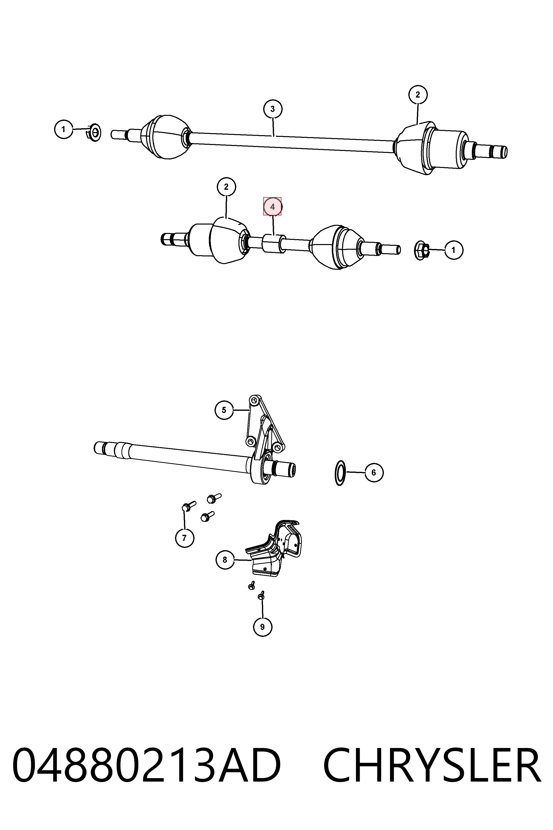 K04880213AF Fiat/Alfa/Lancia Полуось передняя левая
