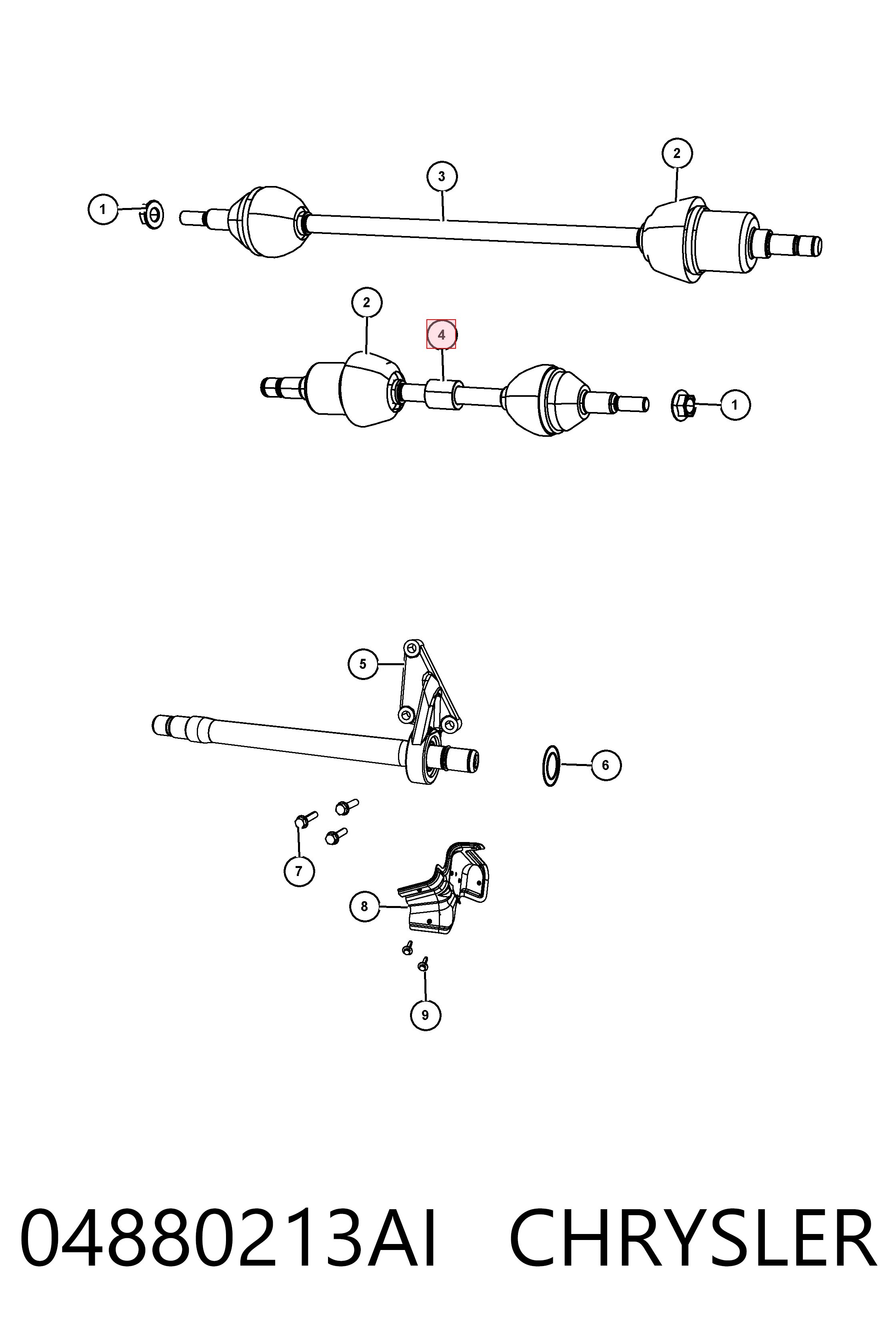 Левая полуось Fiat/Alfa/Lancia K04880213AF