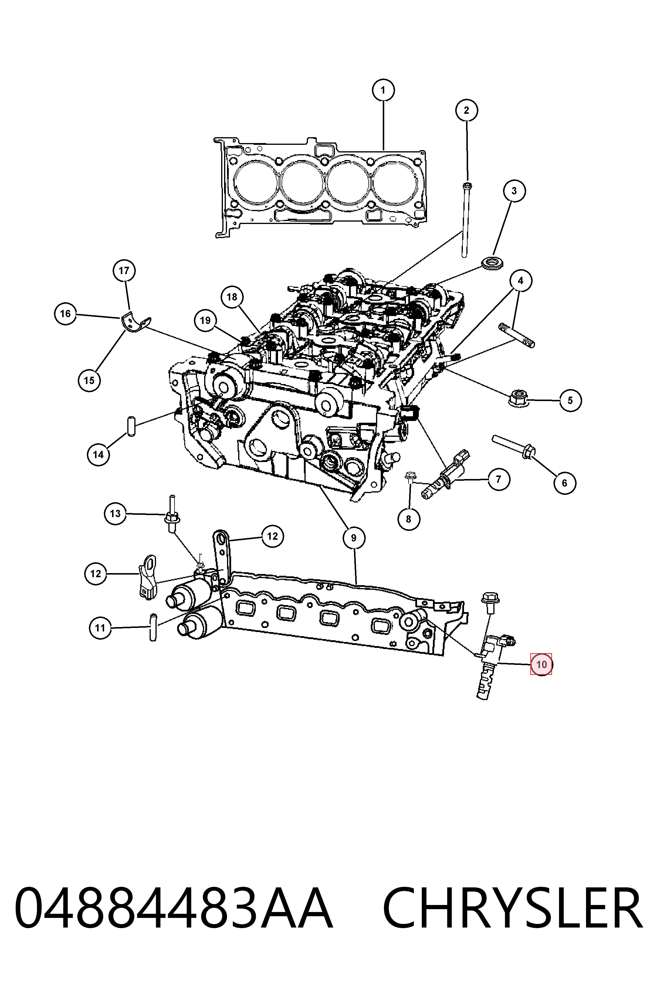 04884483AA Chrysler Клапан положения фаз распредвала