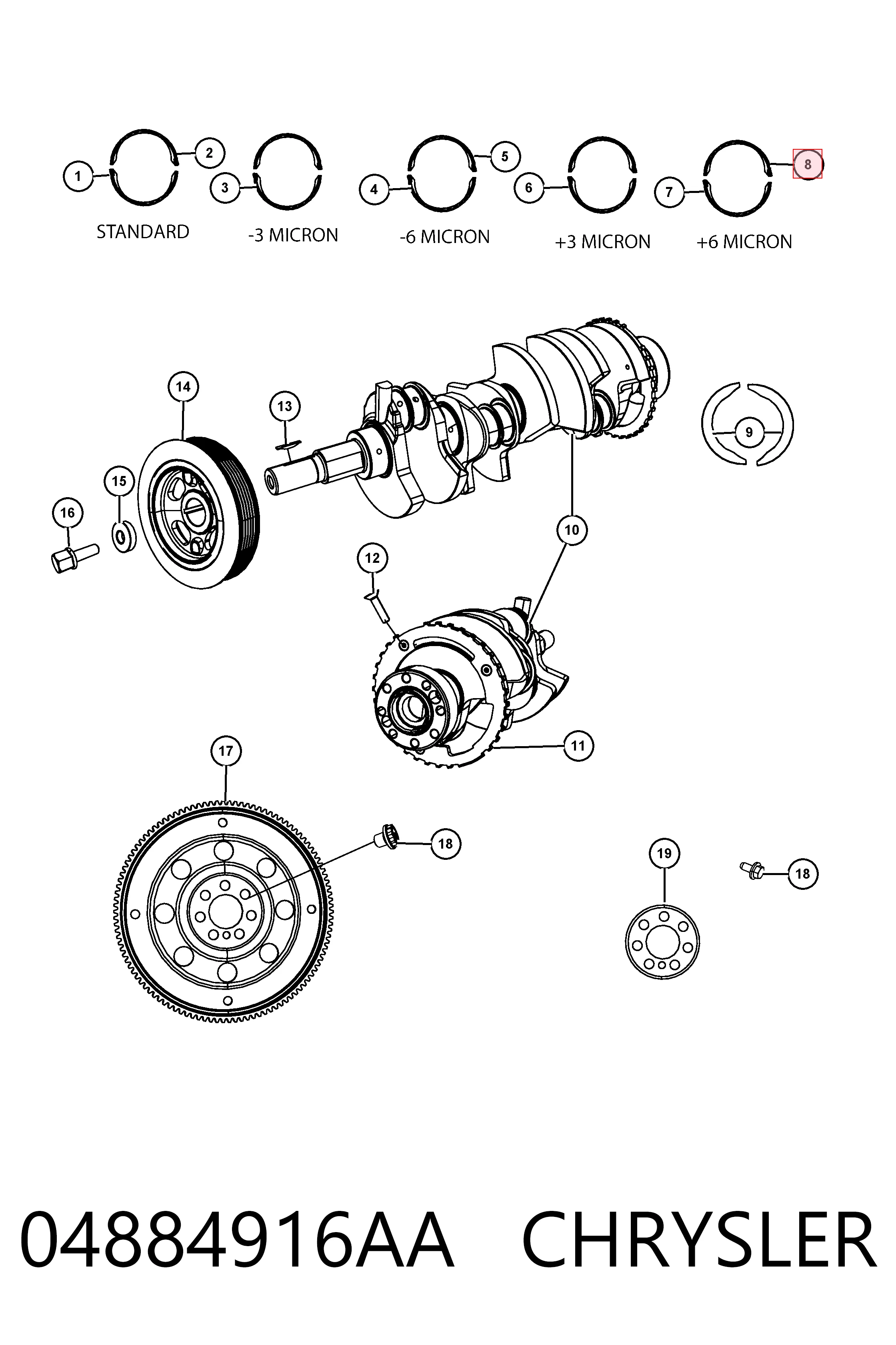 K04884916AA Fiat/Alfa/Lancia Подшипник скольжения коленвала