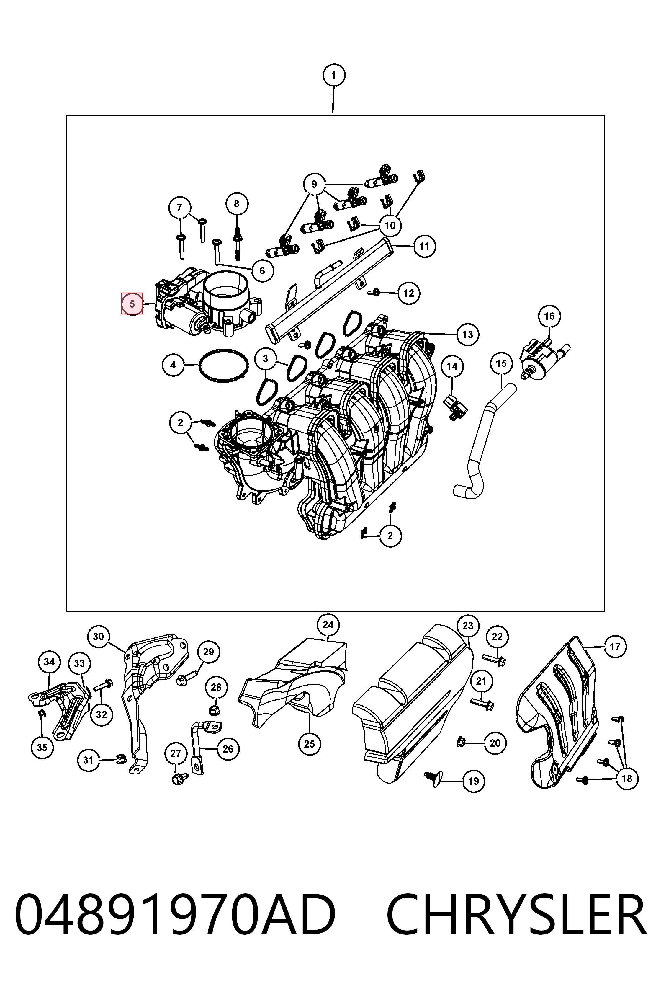 04891970AD Chrysler Дроссельная заслонка