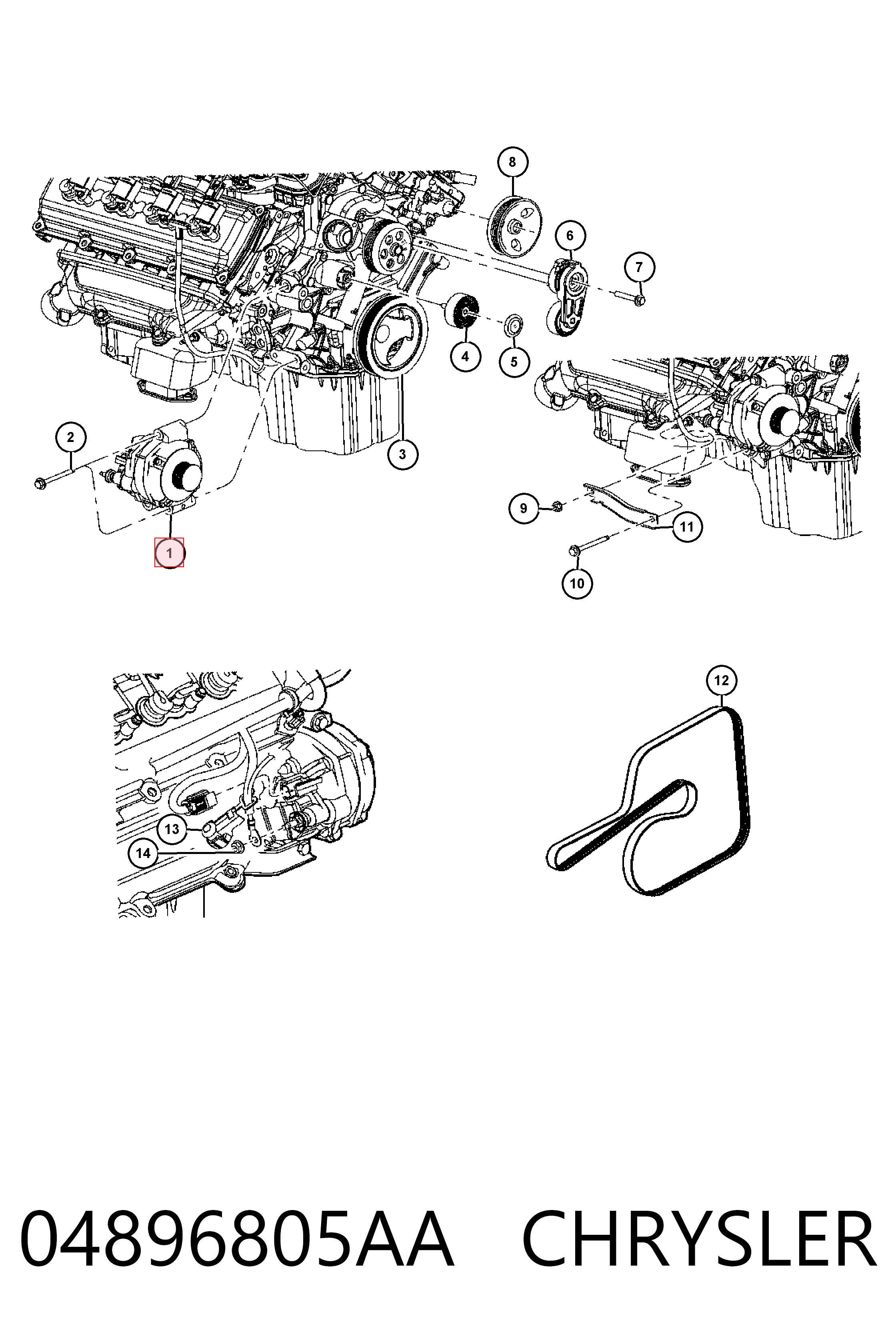 04896805AA Chrysler Генератор автомобильный