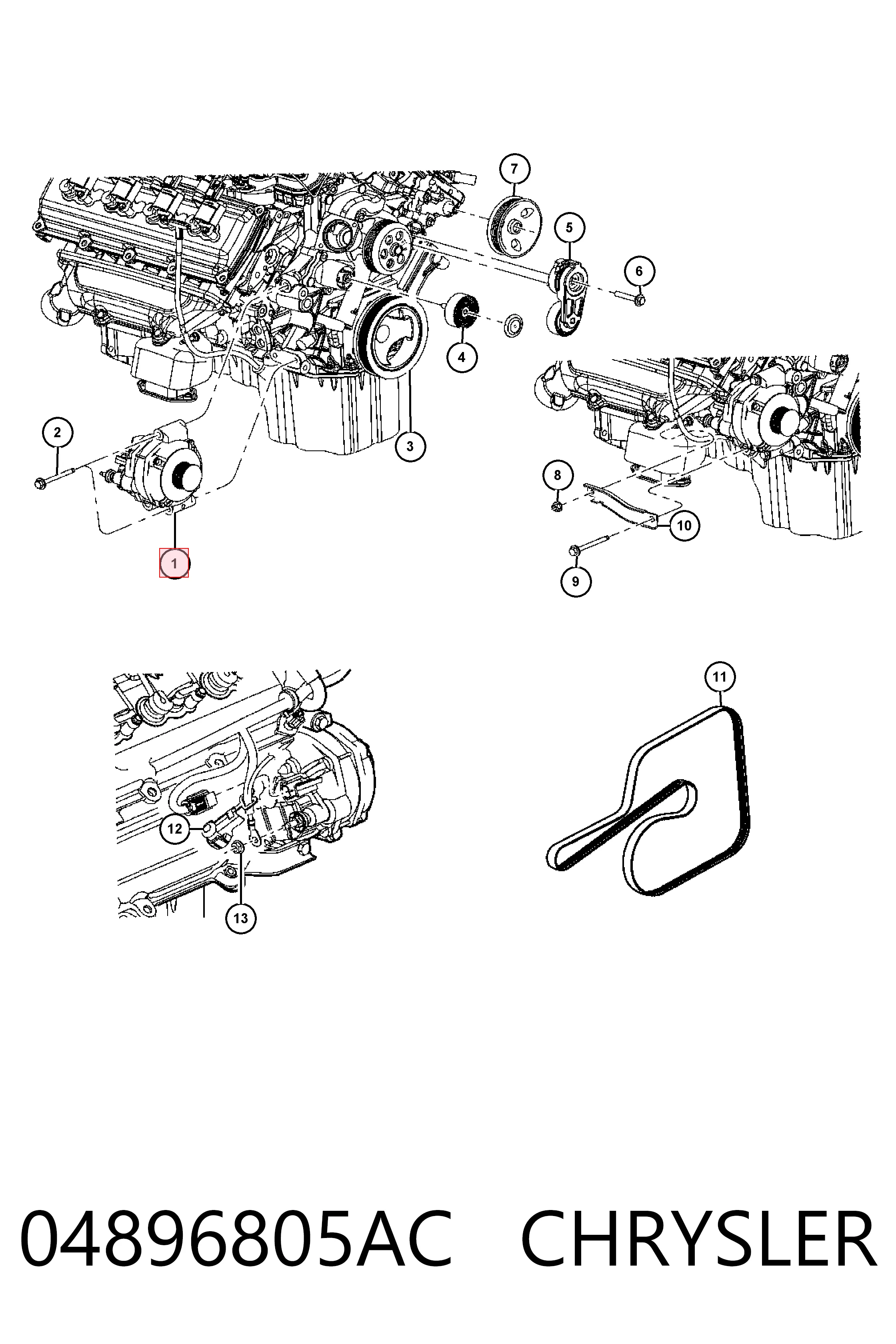 04896805AC Chrysler Генератор автомобильный