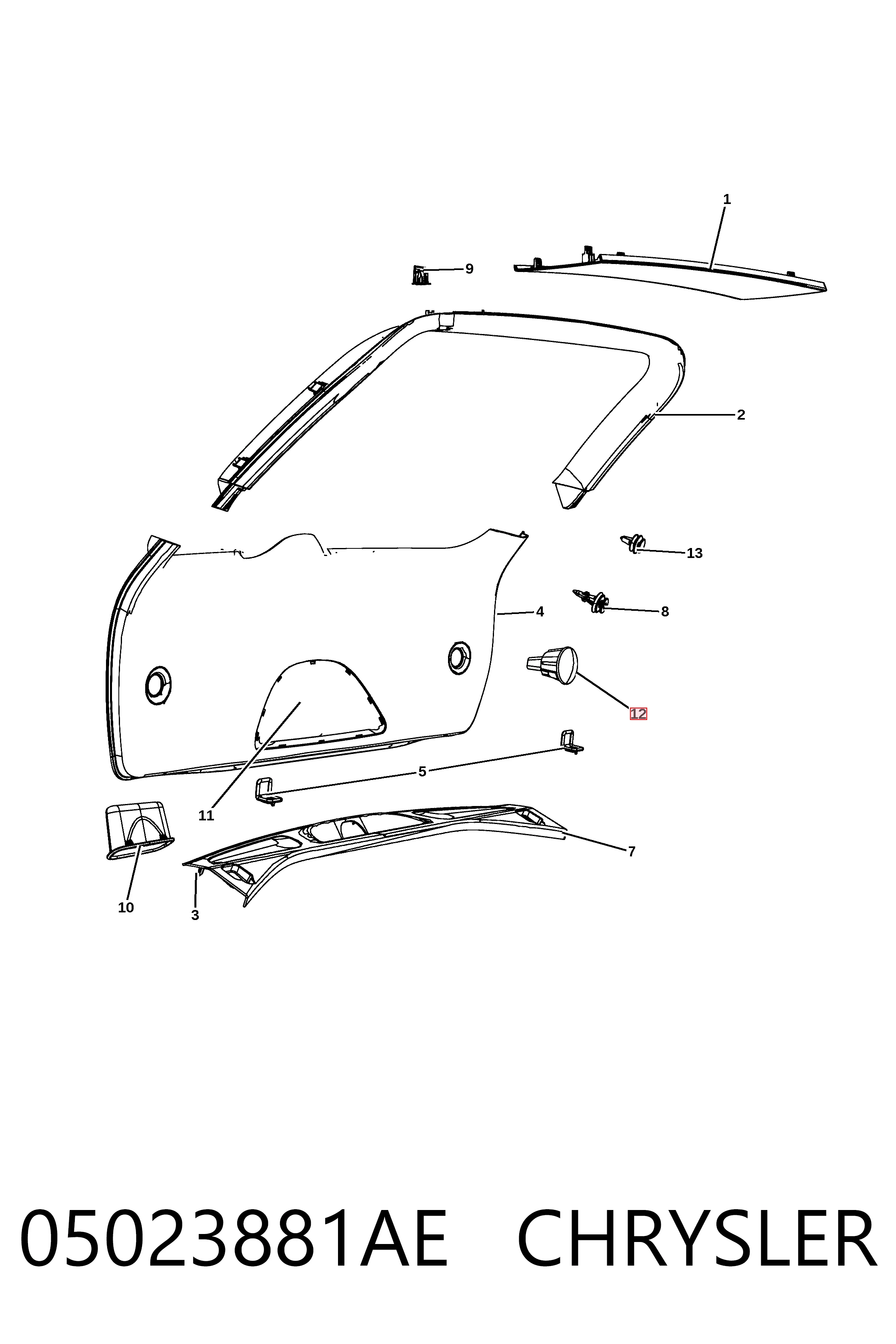 K05023881AD Fiat/Alfa/Lancia Плафон подсветки багажного отсека