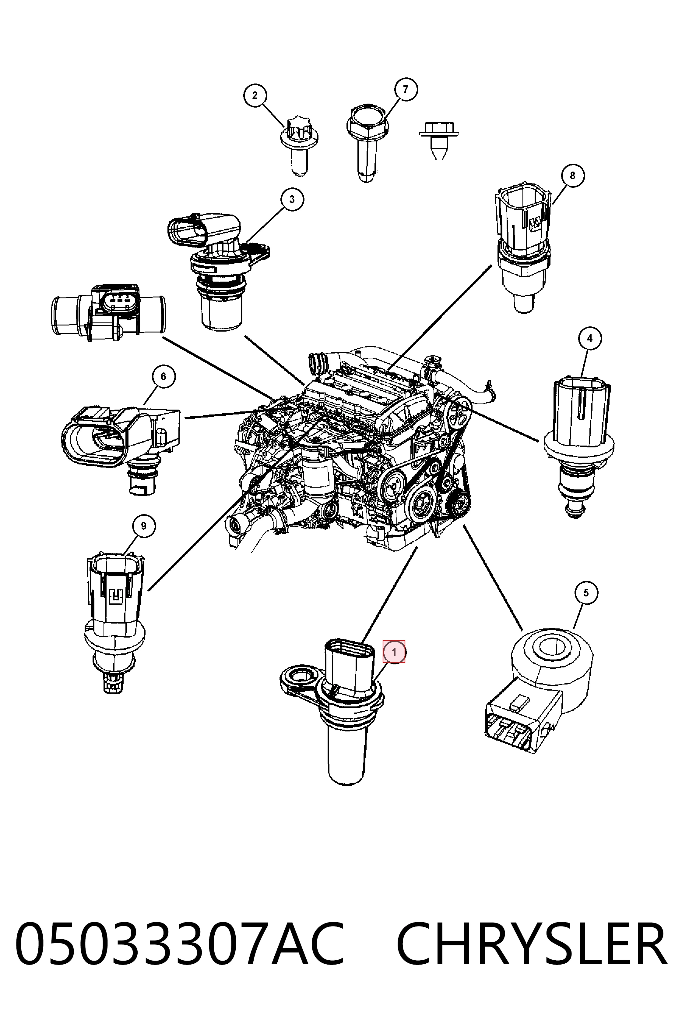 Купить K05033307AC Fiat/Alfa/Lancia Датчик оборотов коленвала