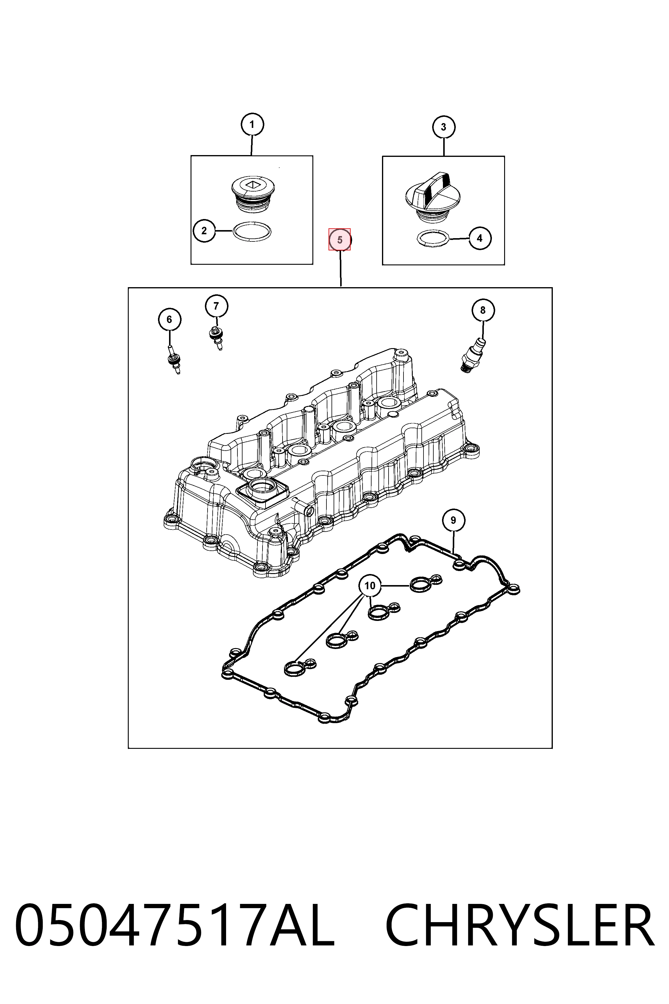 K05047517AH Fiat/Alfa/Lancia Крышка двигателя