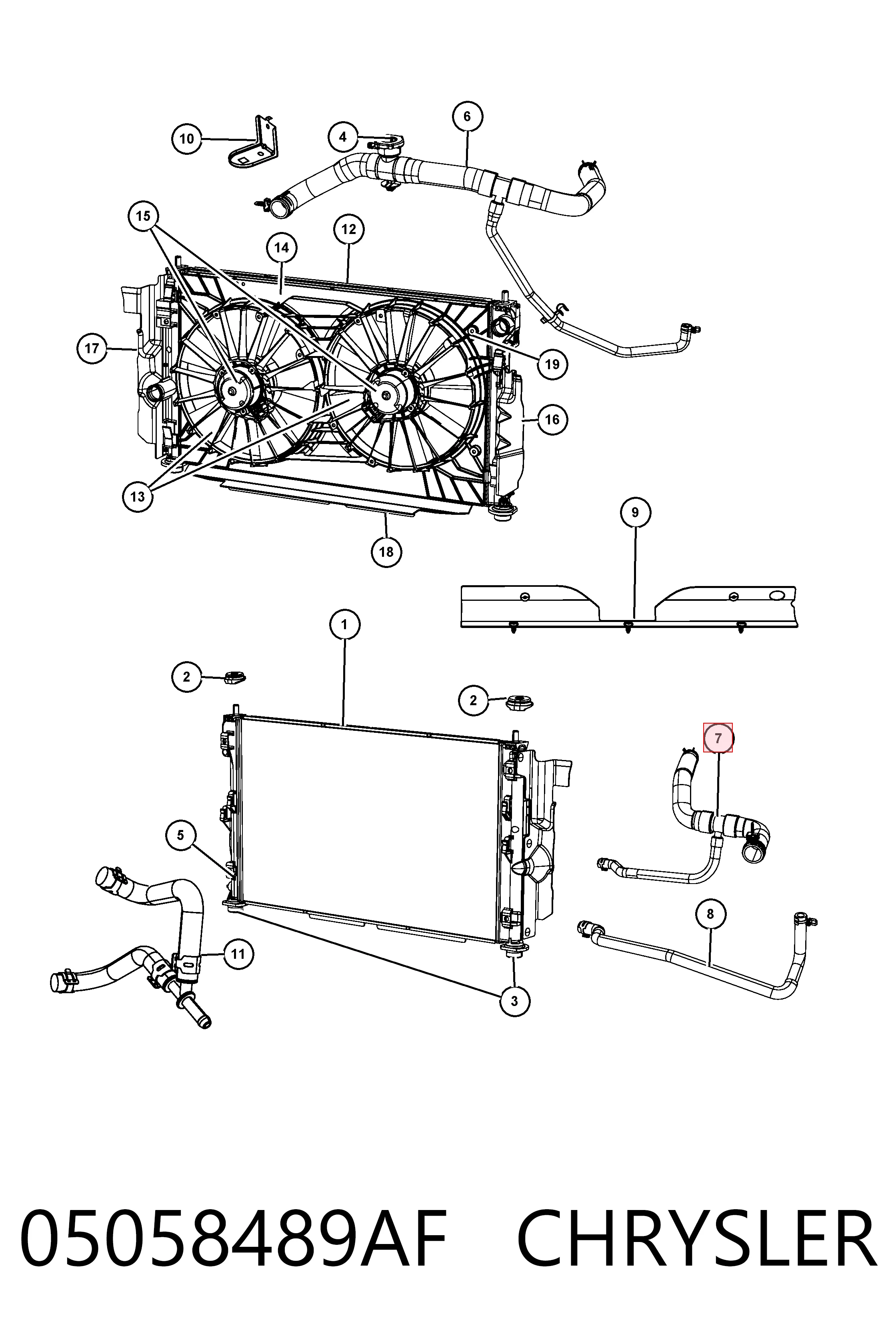 K05058489AF Fiat/Alfa/Lancia Патрубок радиатора охлаждения нижний