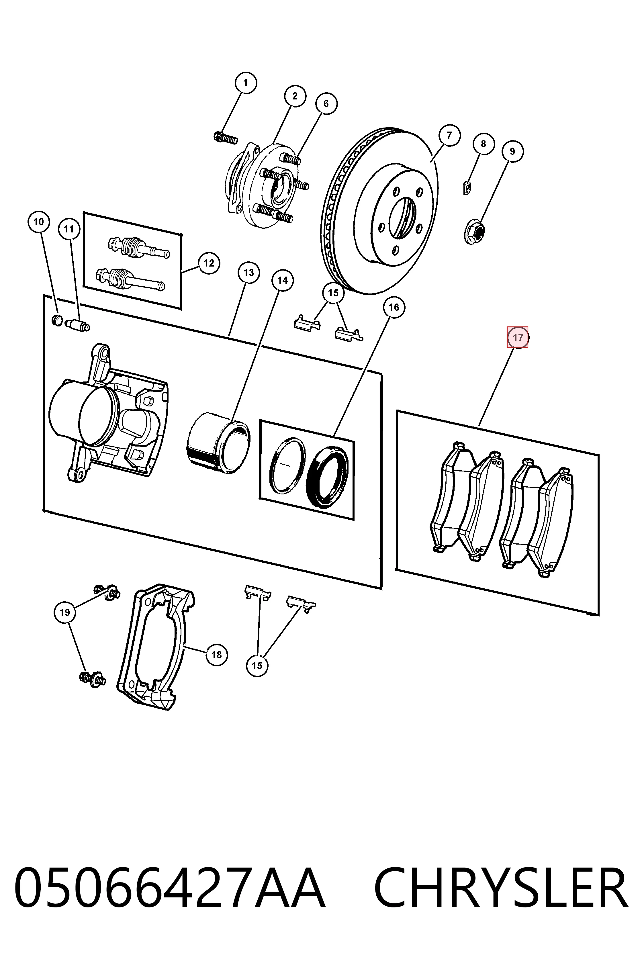 Колодки тормозные передние дисковые CHRYSLER 05066427AA