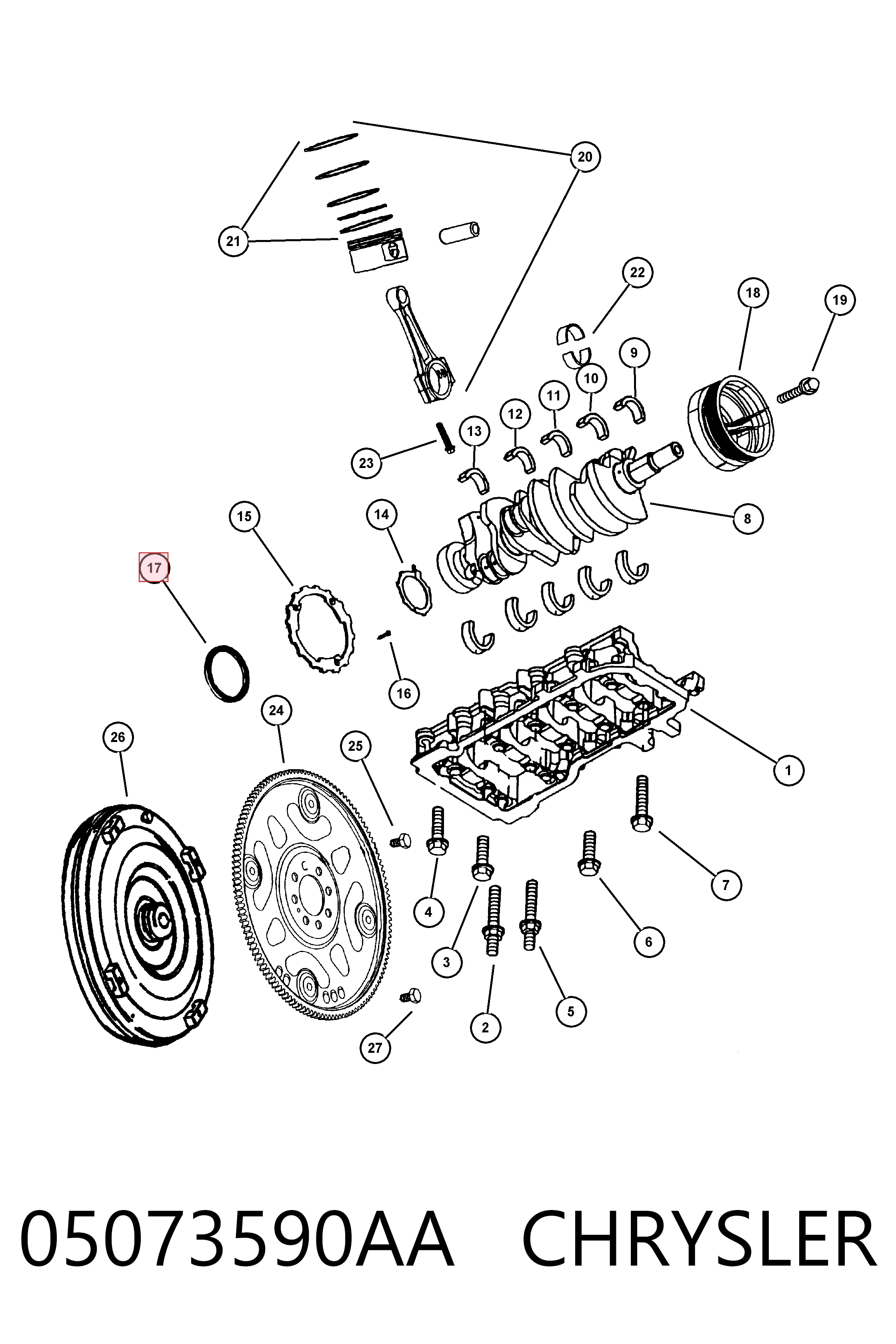 K53020788AB Fiat/Alfa/Lancia Сальник коленвала двигателя, задний